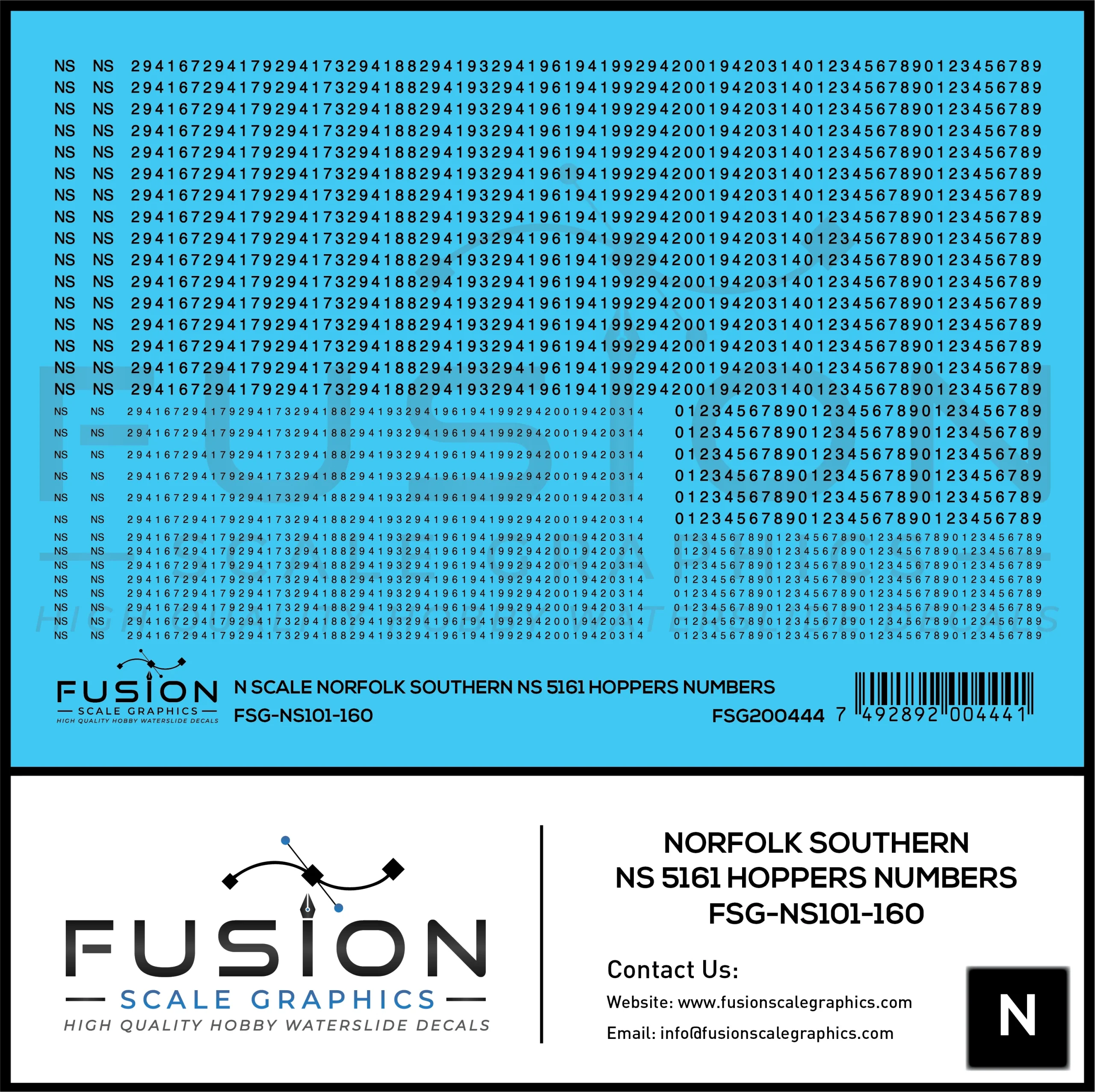 N Scale Norfolk Southern 5161 Hopper Renumbering Decal Set - Fusion Scale Graphics