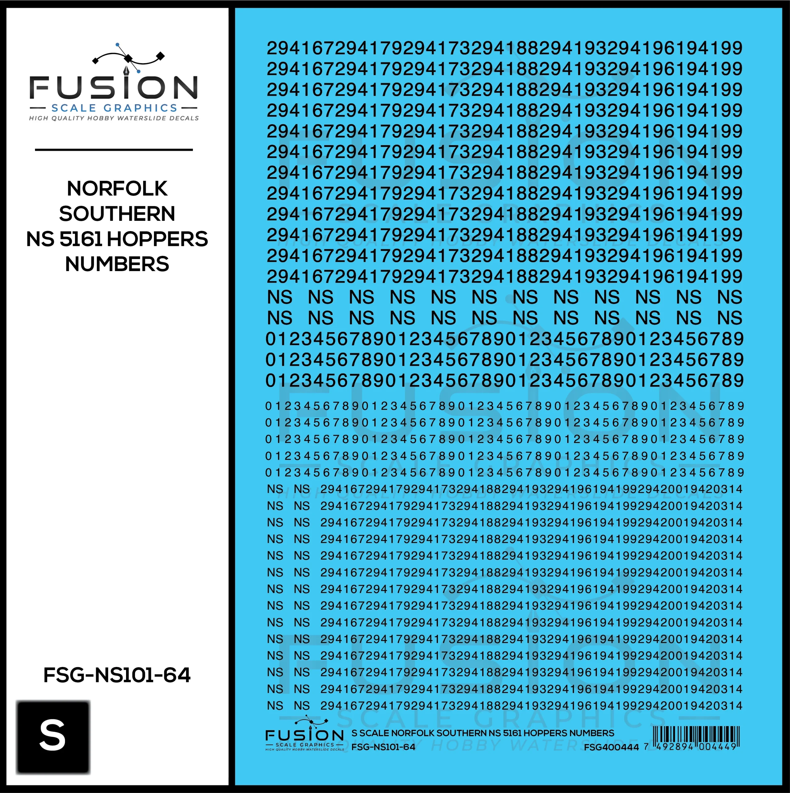 S Scale Norfolk Southern 5161 Hopper Renumbering Decal Set - Fusion Scale Graphics