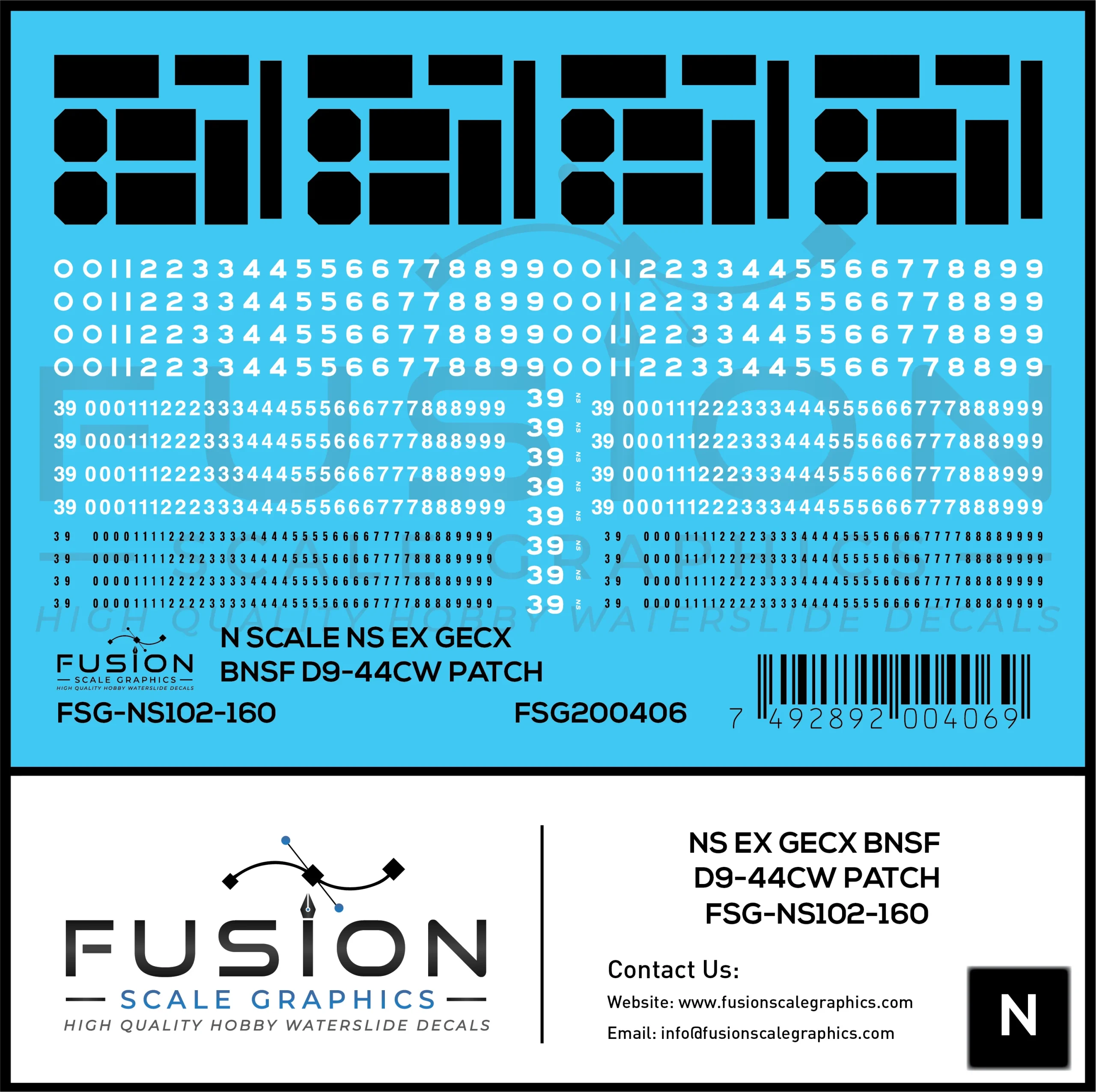 N Scale NS Ex CEFX BNSF Dash 9 Locomotive Patching Decal Set - Fusion Scale Graphics