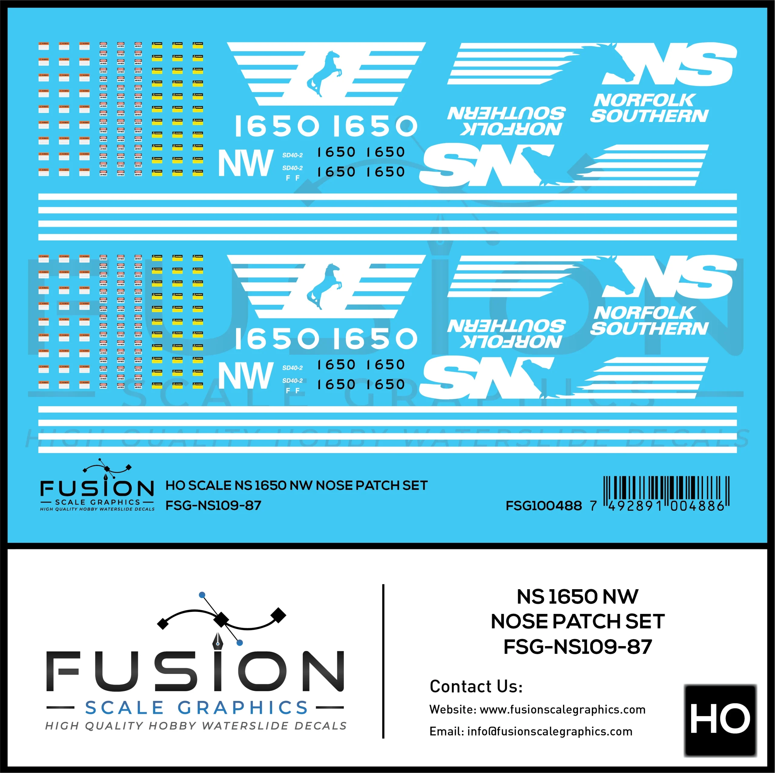 HO Scale Norfolk Southern 1650 N&W Nose Patch Decal Set - Fusion Scale Graphics