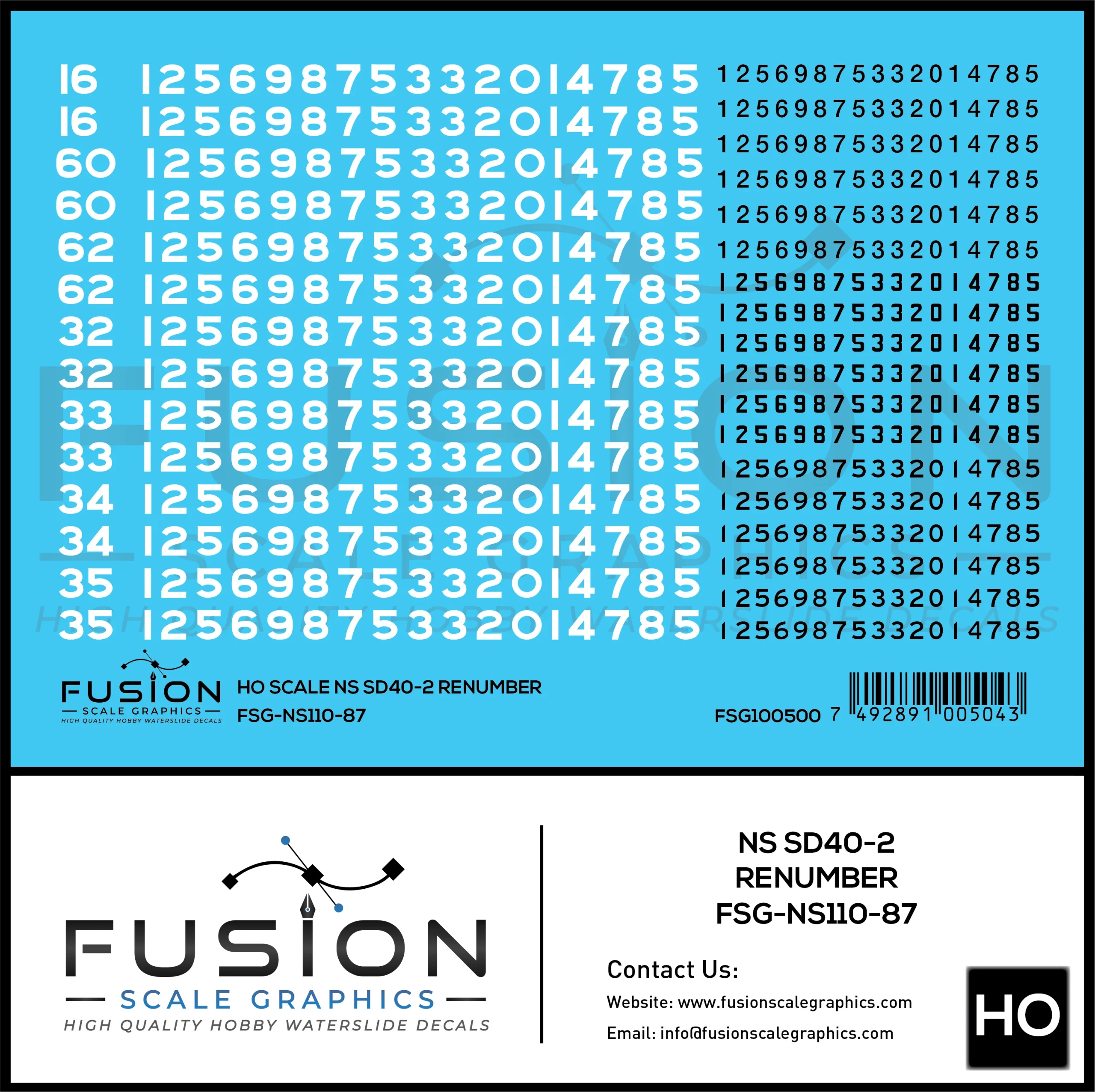 HO Scale Norfolk Southern EMD SD40-2 Locomotive Renumber Patch Decal Set