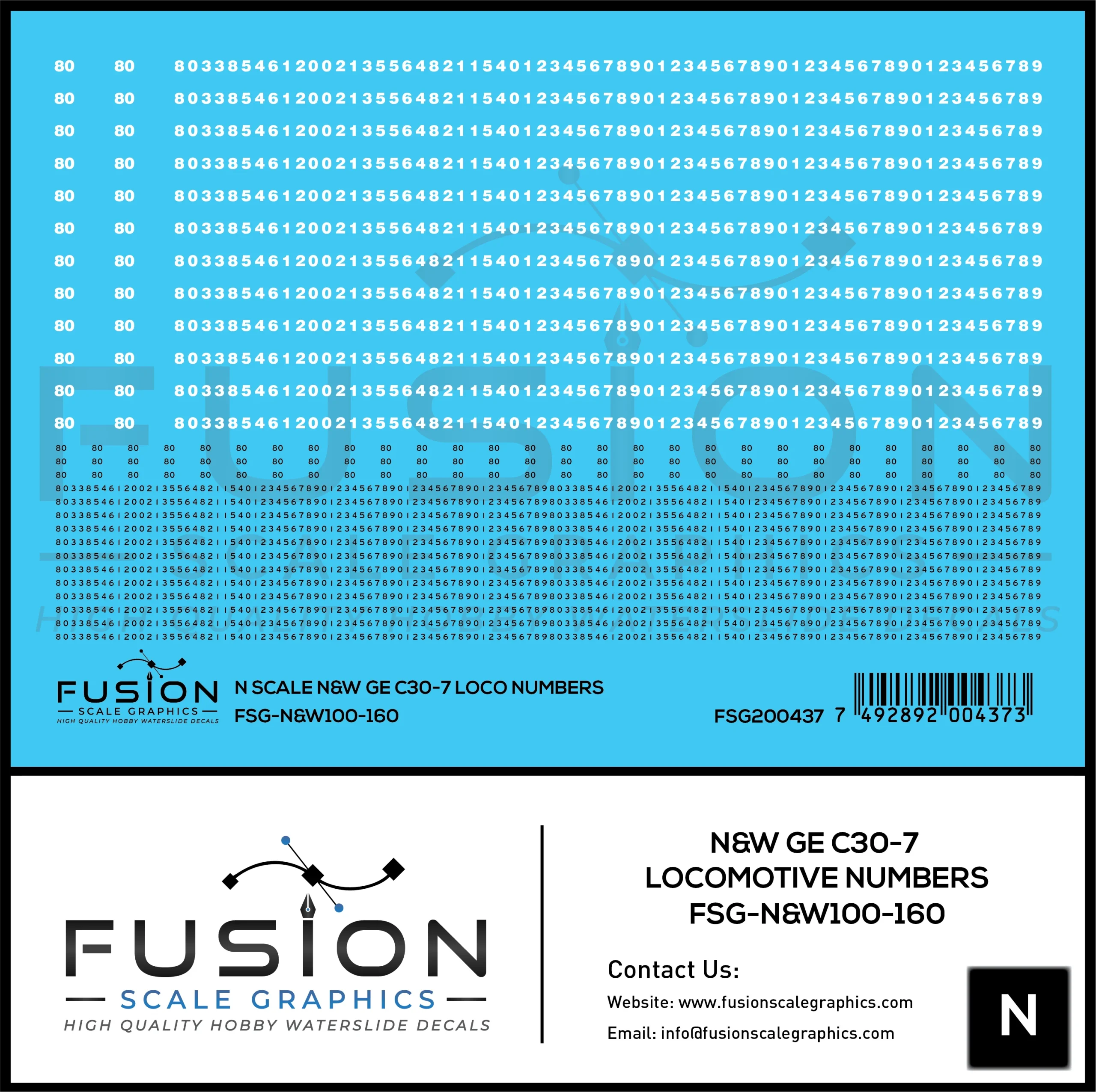 N Scale Norfolk & Western GE C30-7 Locomotive Renumber Decal Set