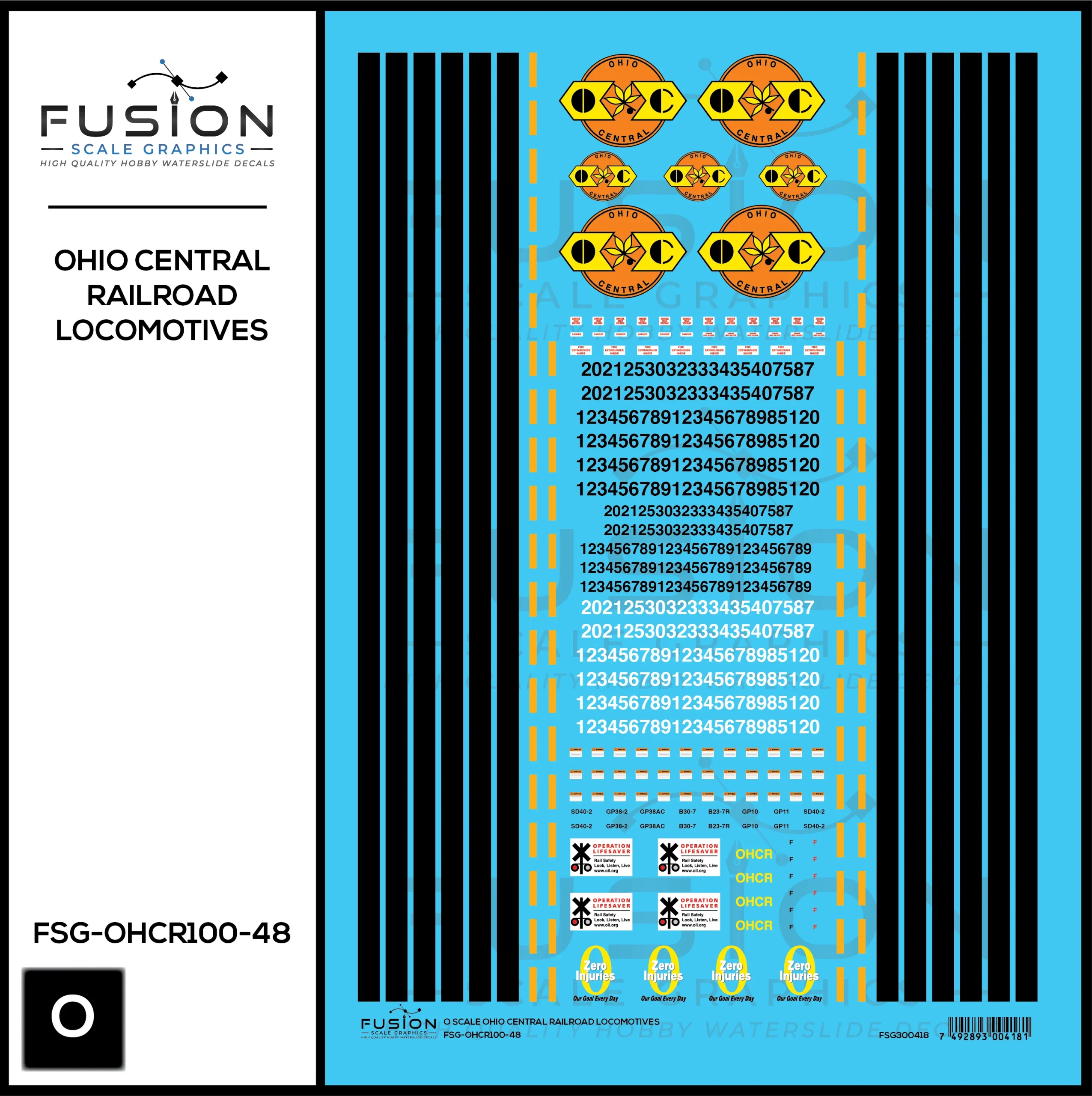 O Scale Ohio Central Railroad Locomotives Decal Set - Fusion Scale Graphics