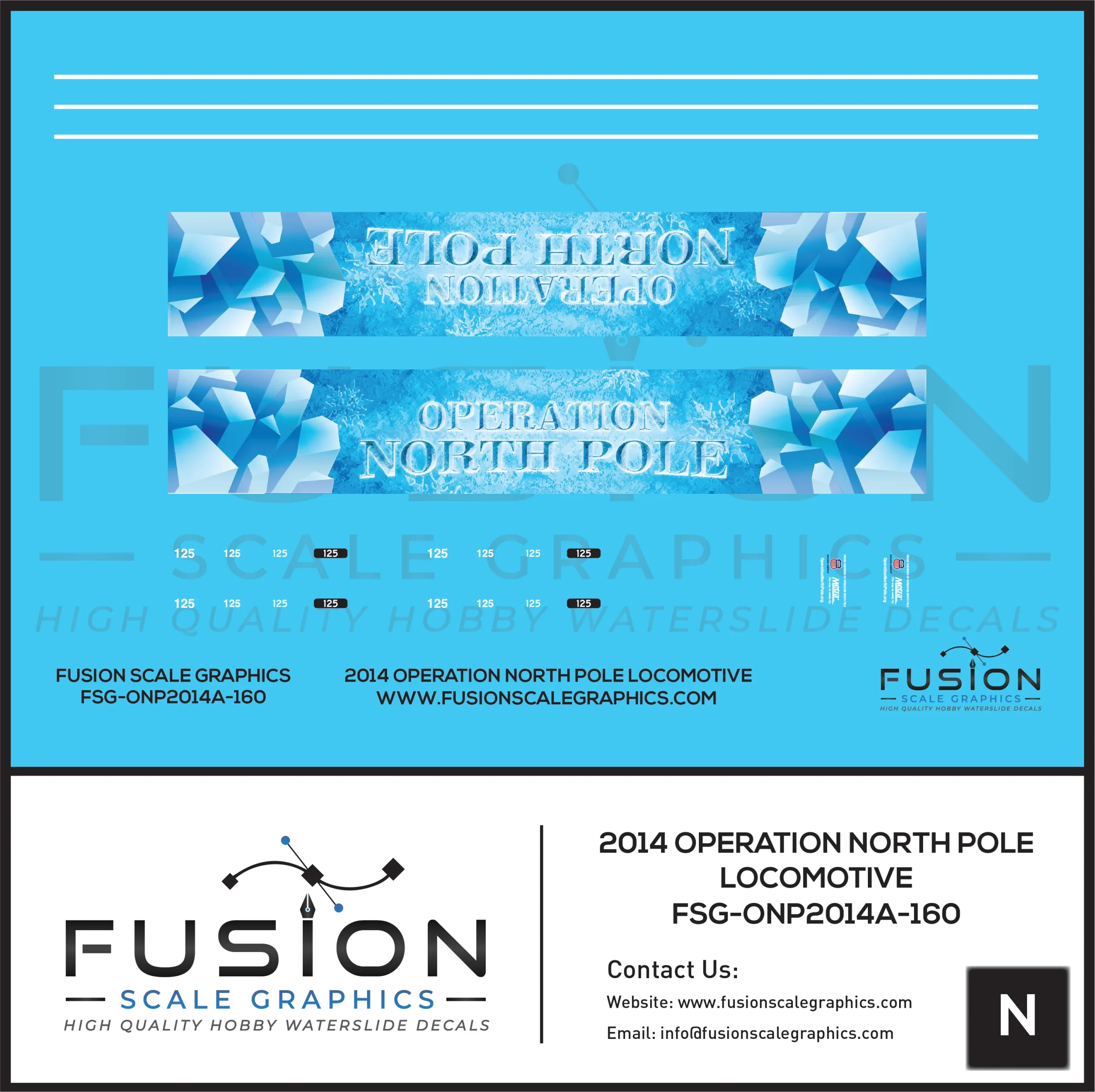 N Scale Operation North Pole 2014 Locomotive Decal Set - Fusion Scale Graphics