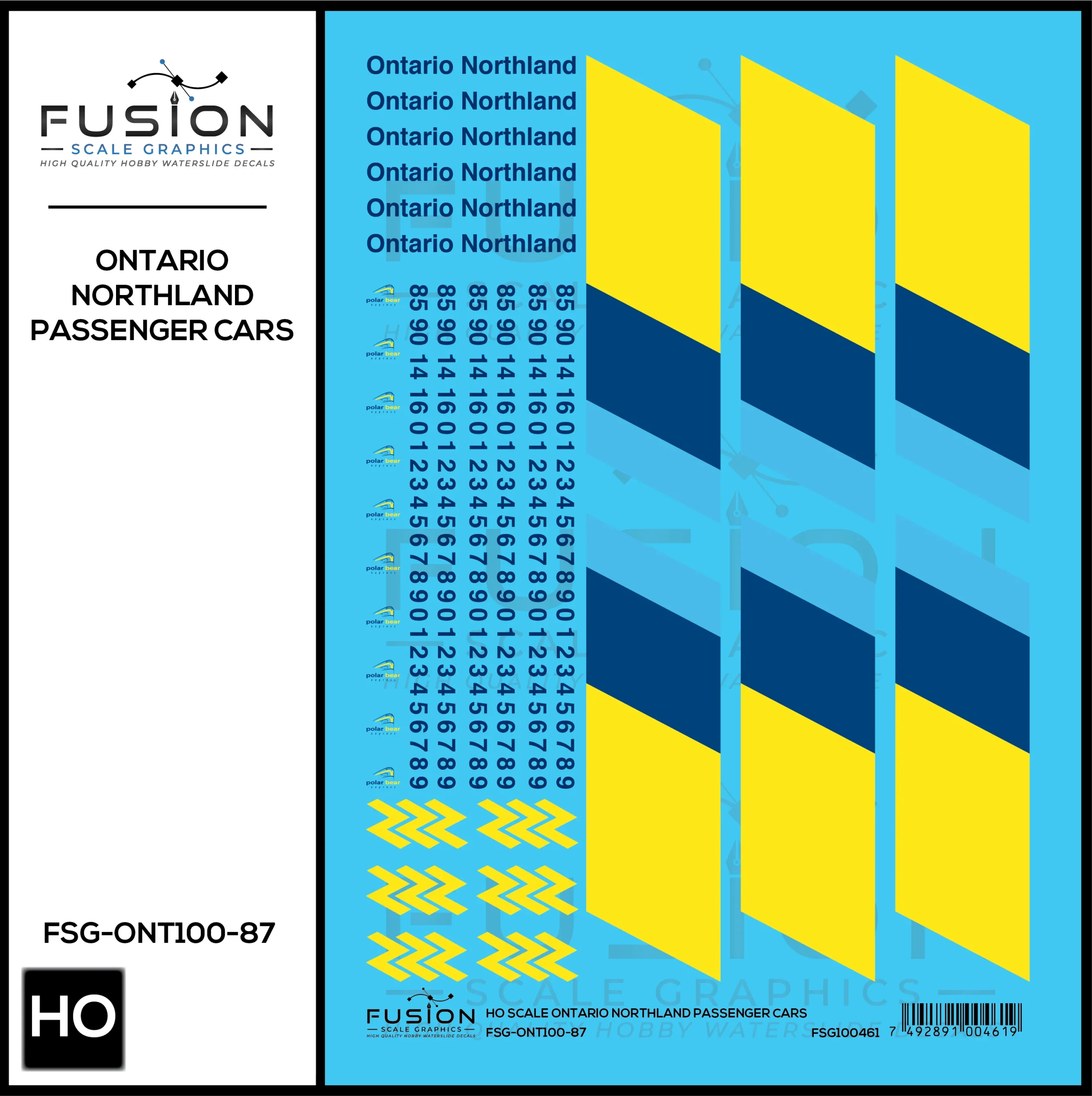 HO Scale Ontario Northland Passenger Cars Decal Set - Fusion Scale Graphics