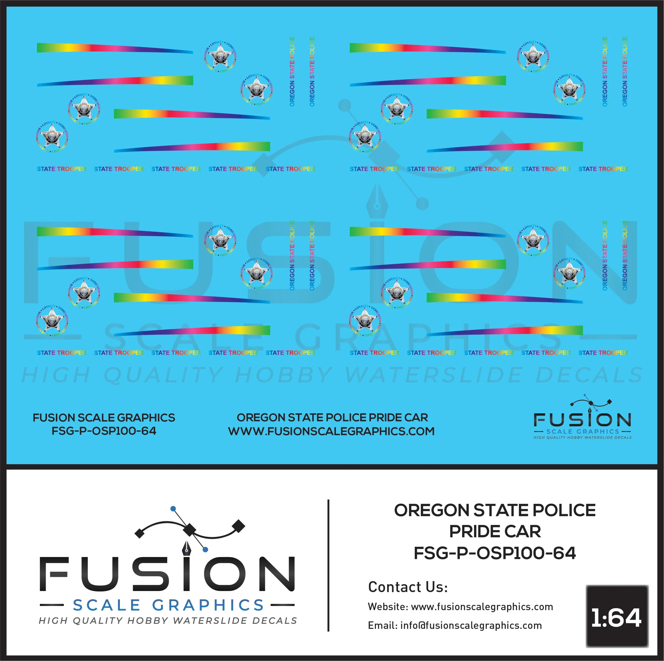 1:64 Scale Oregon State Police Pride Chevy Charger Decal Set - Fusion Scale Graphics