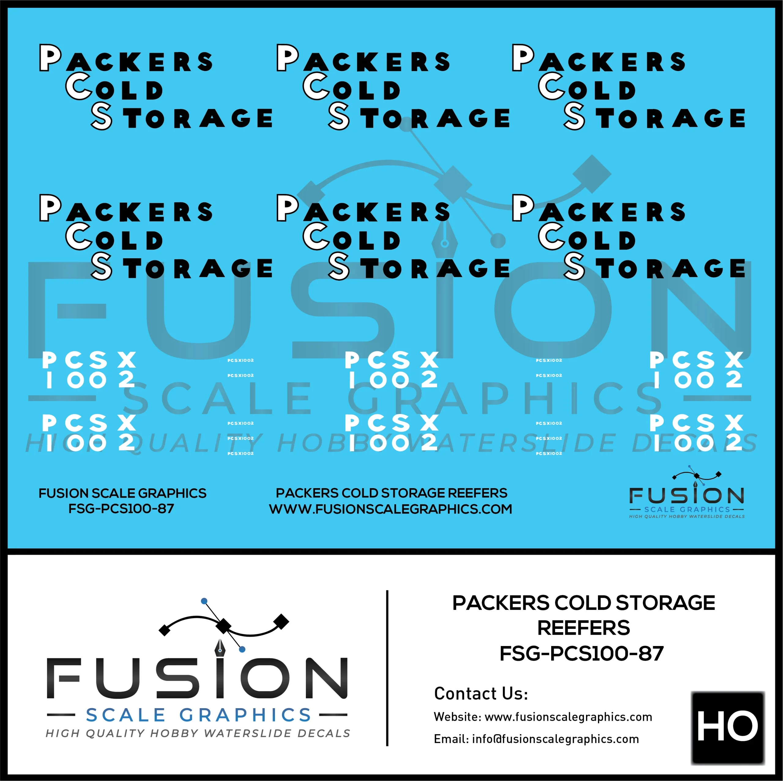 HO Scale Packers Cold Storage Reefer Car Decal Set - Fusion Scale Graphics