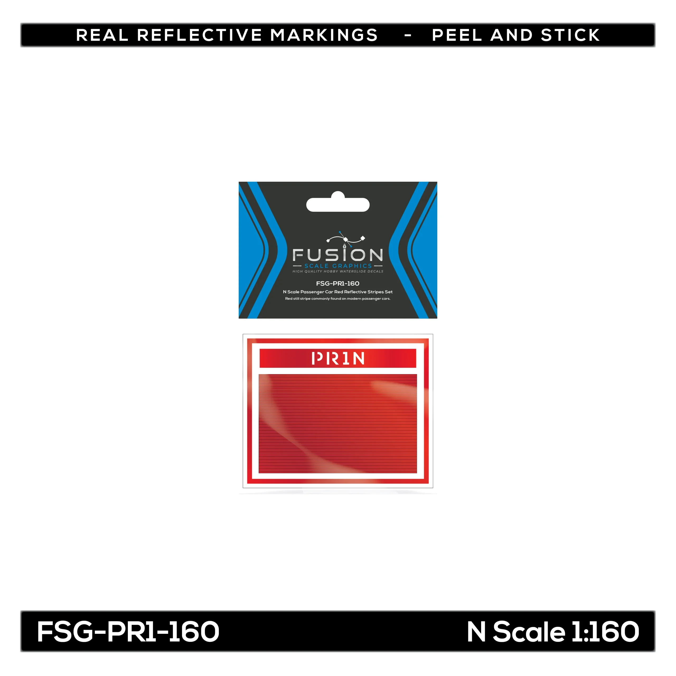 N Scale Passenger Car Red Reflective Markings Set - Fusion Scale Graphics