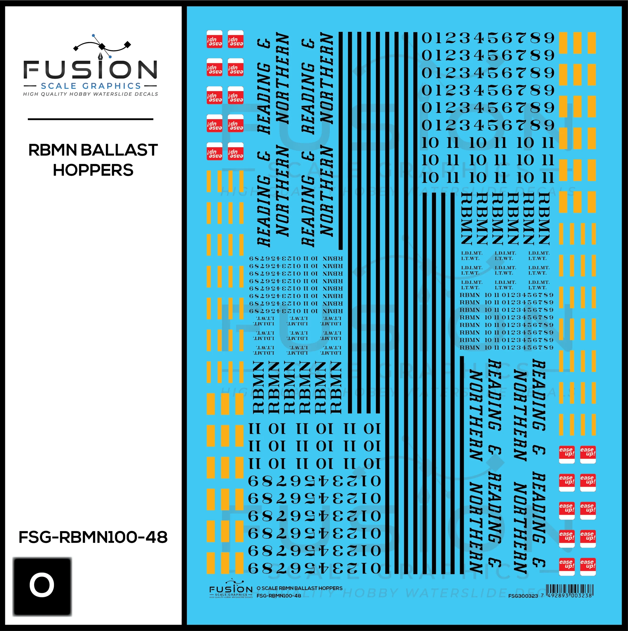 O Scale Reading & Northern Ballast Hopper Cars Decal Set - Fusion Scale Graphics