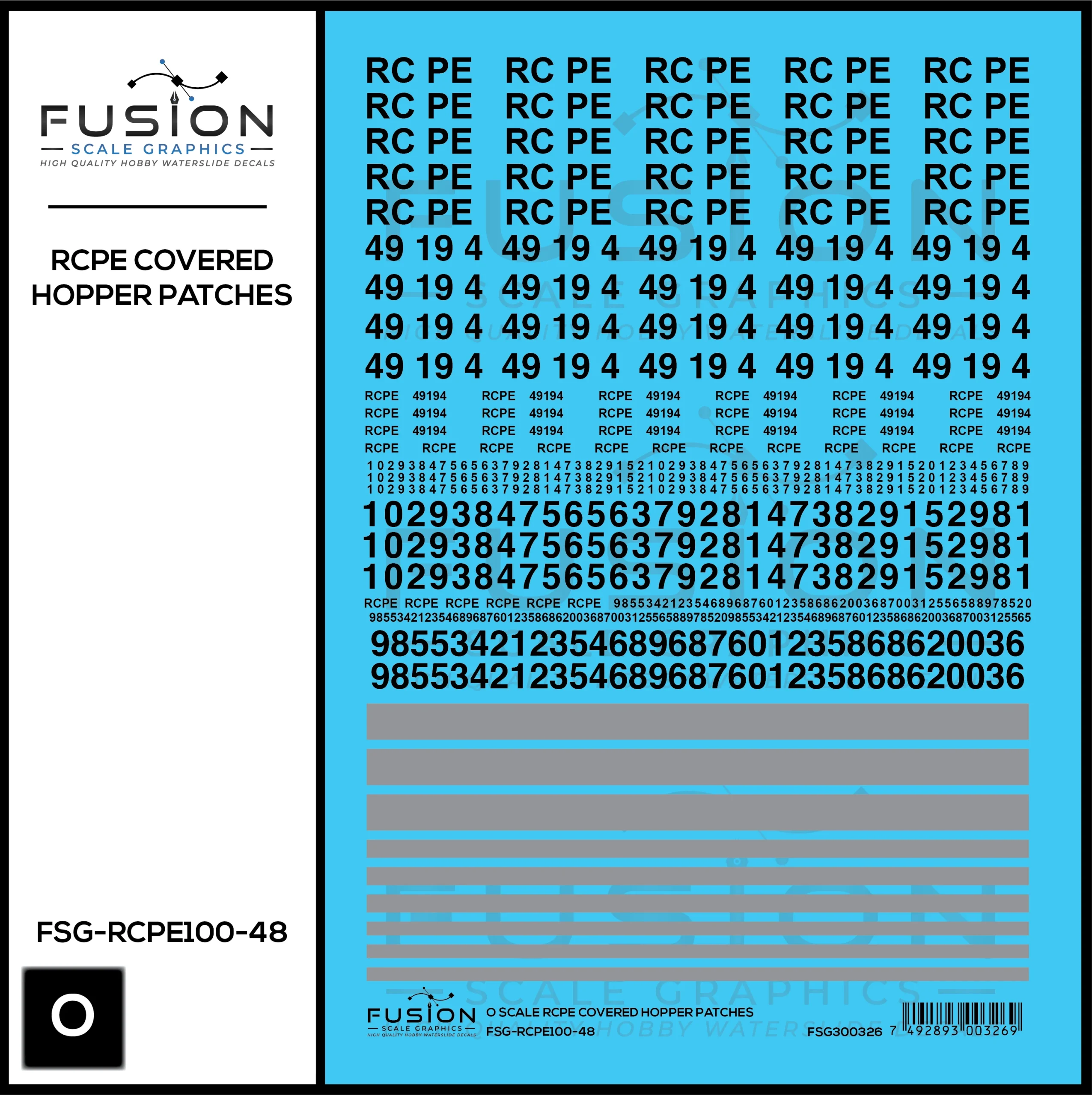 O Scale RCPE Covered Hopper Patch Decal Set - Fusion Scale Graphics