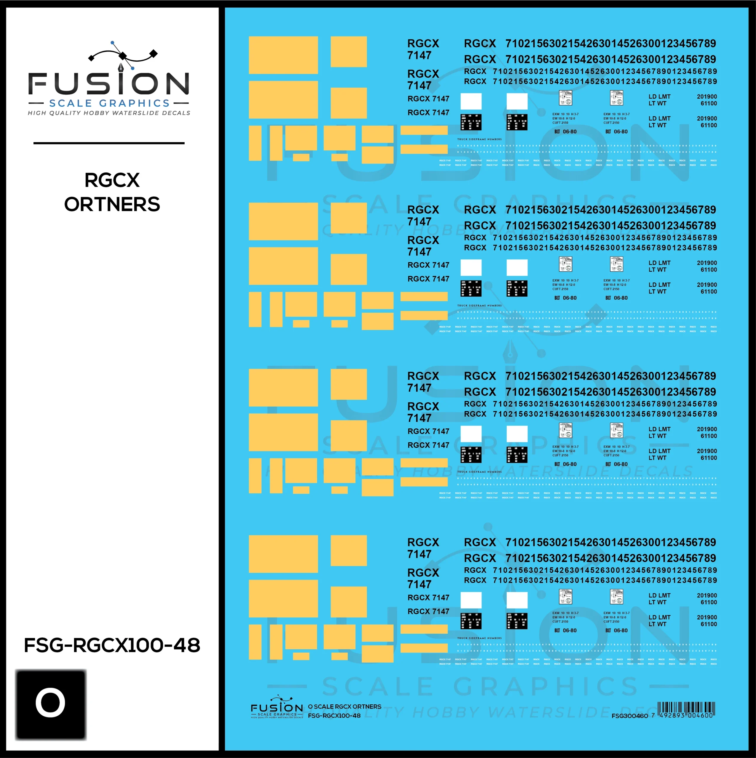 O Scale RGCX Ortner Rock Hopper Cars Decal Set - Fusion Scale Graphics