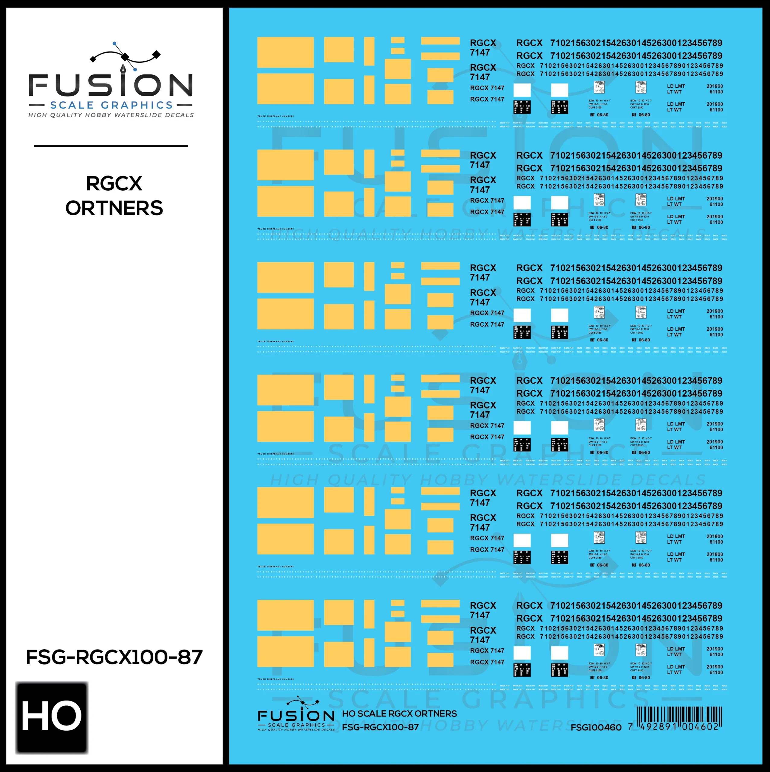 HO Scale RGCX Ortner Rock Hopper Cars Decal Set - Fusion Scale Graphics
