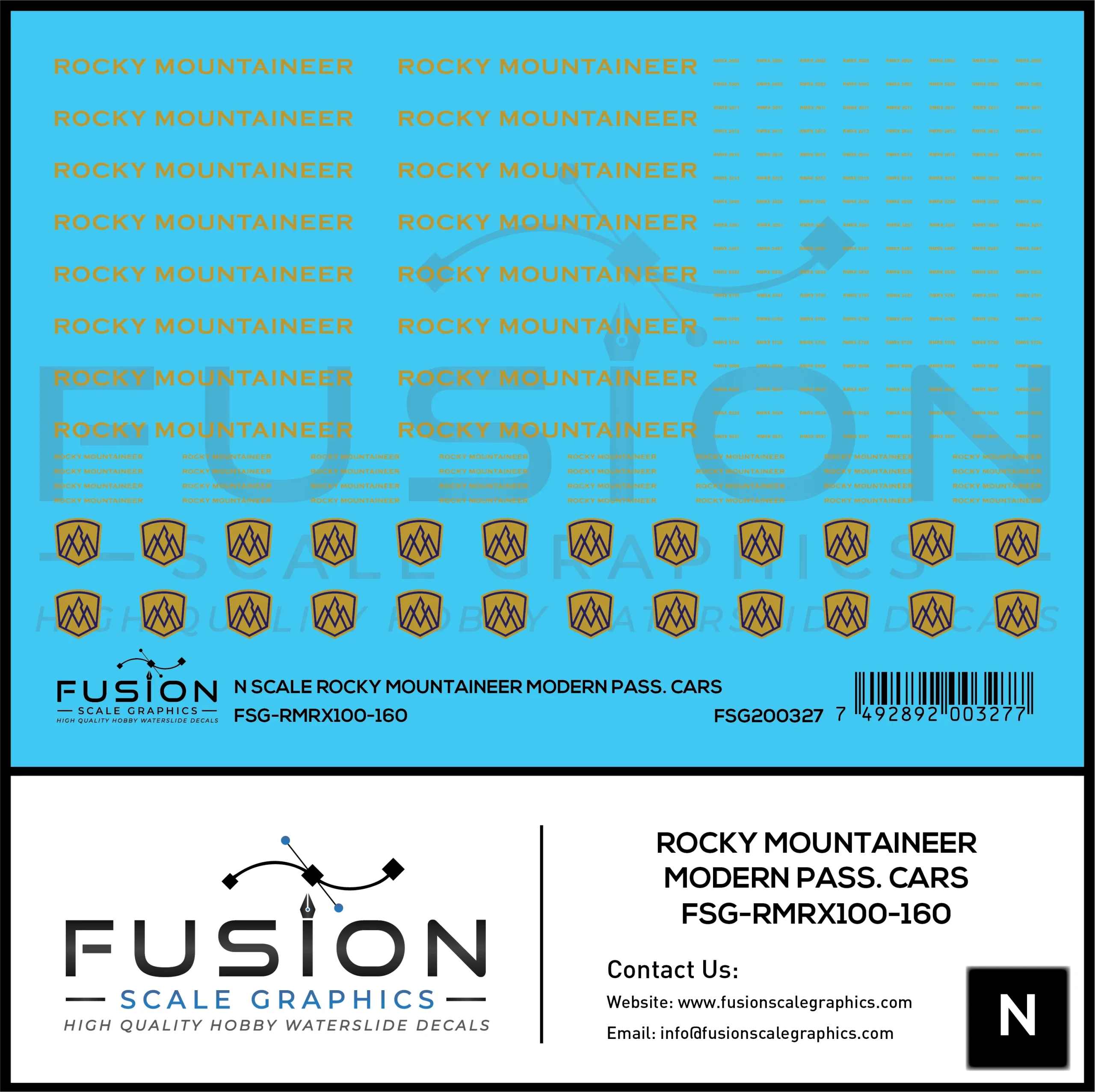N Scale Rocky Mountaineer Modern Passenger Cars - Fusion Scale Graphics