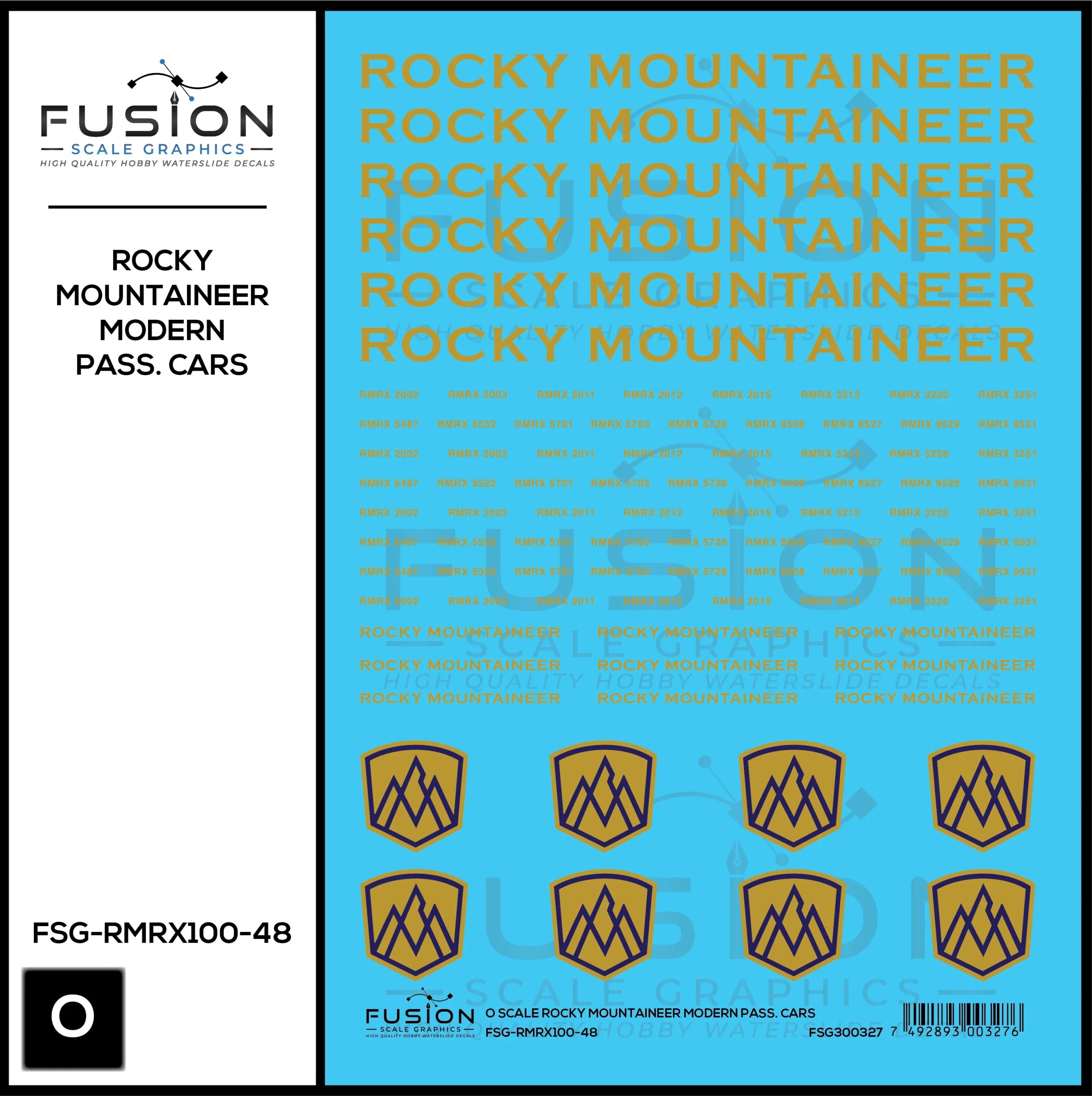O Scale Rocky Mountaineer Modern Passenger Cars Decal Set - Fusion Scale Graphics