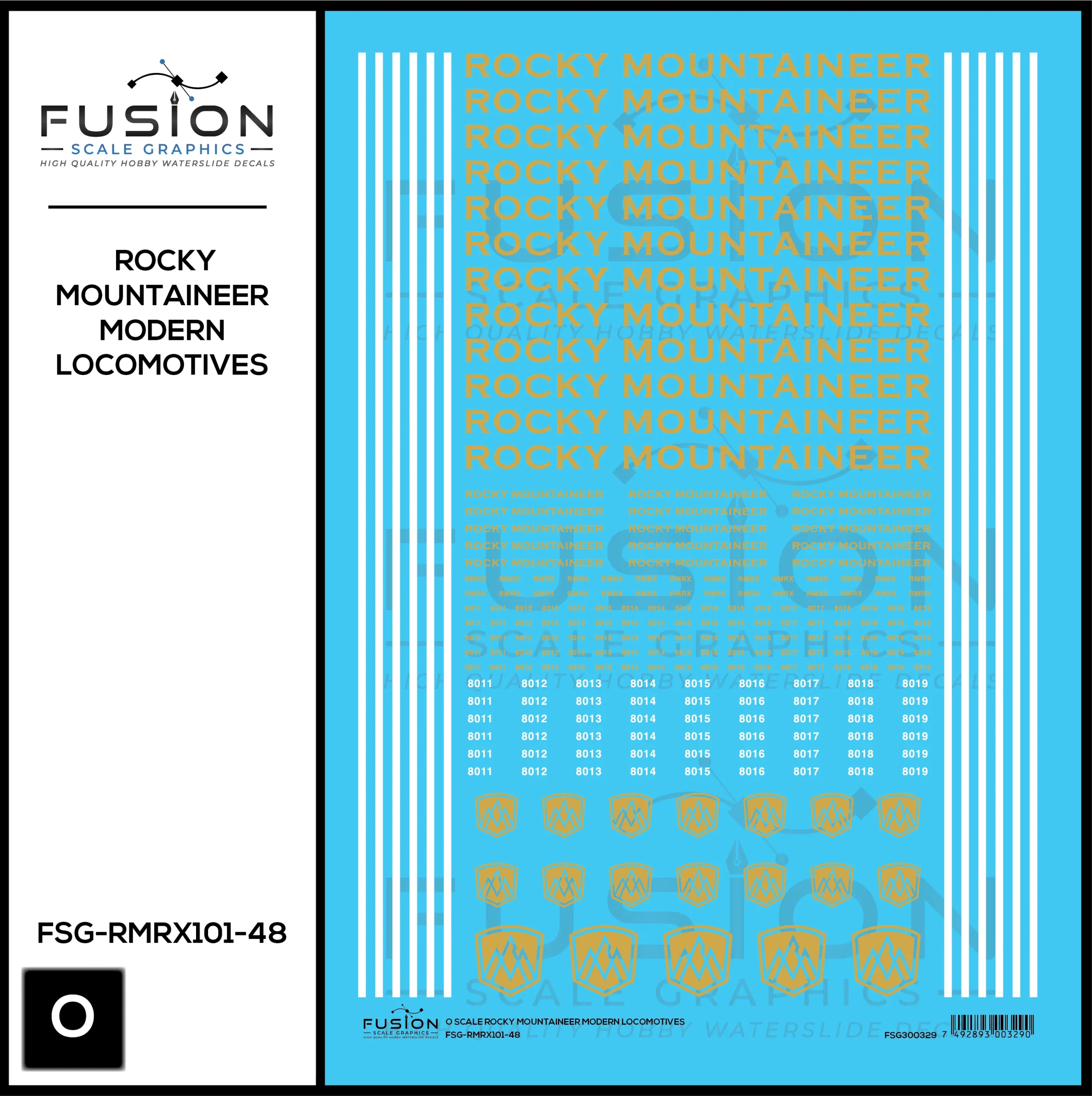 O Scale Rocky Mountaineer Modern Locomotives Decal Set - Fusion Scale Graphics