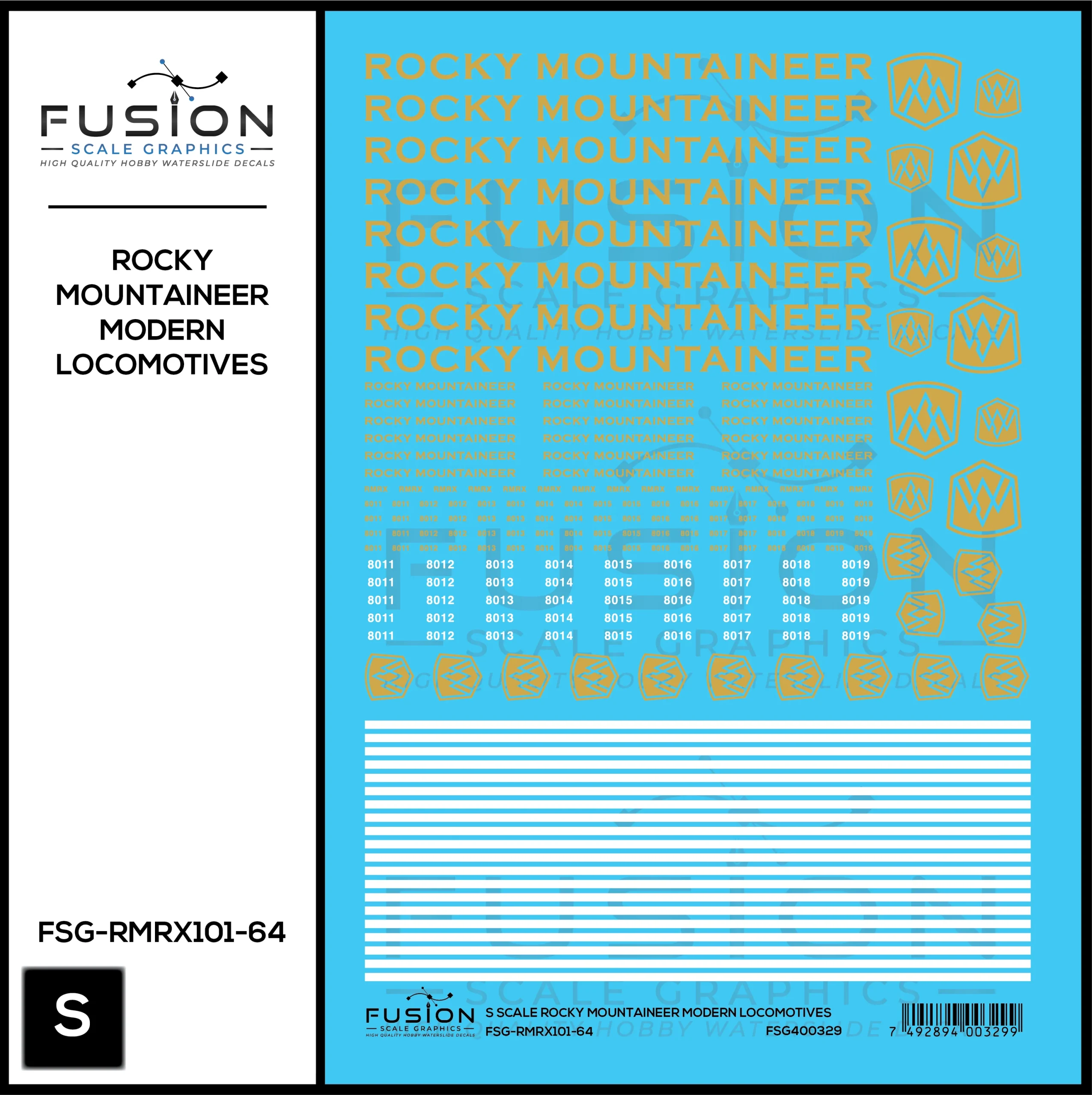 S Scale Rocky Mountaineer Modern Locomotives Decal Set - Fusion Scale Graphics