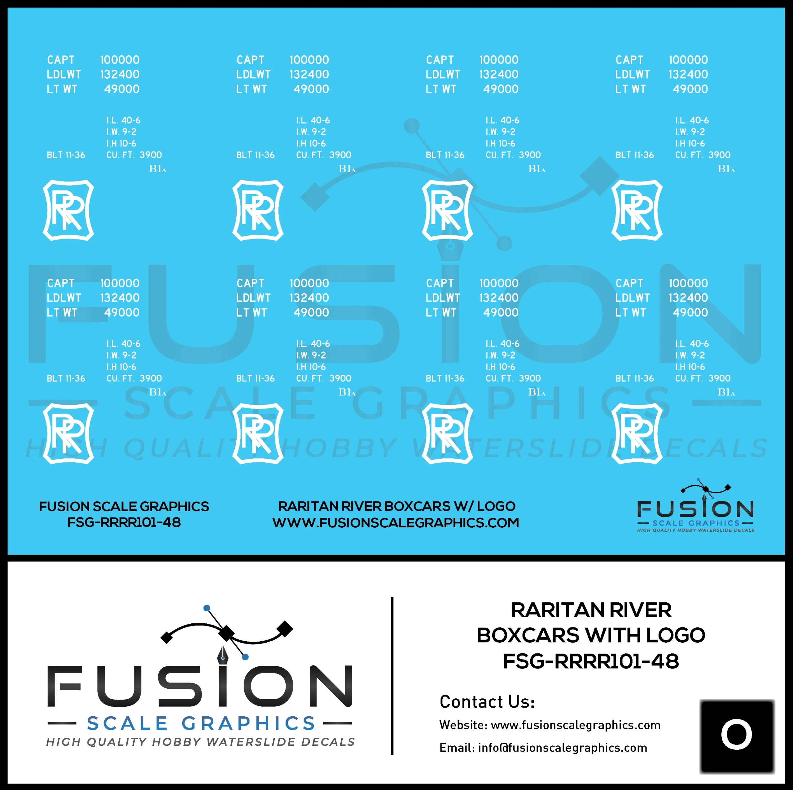O Scale Raritan River Railroad Boxcars With Logos Decal Set - Fusion Scale Graphics