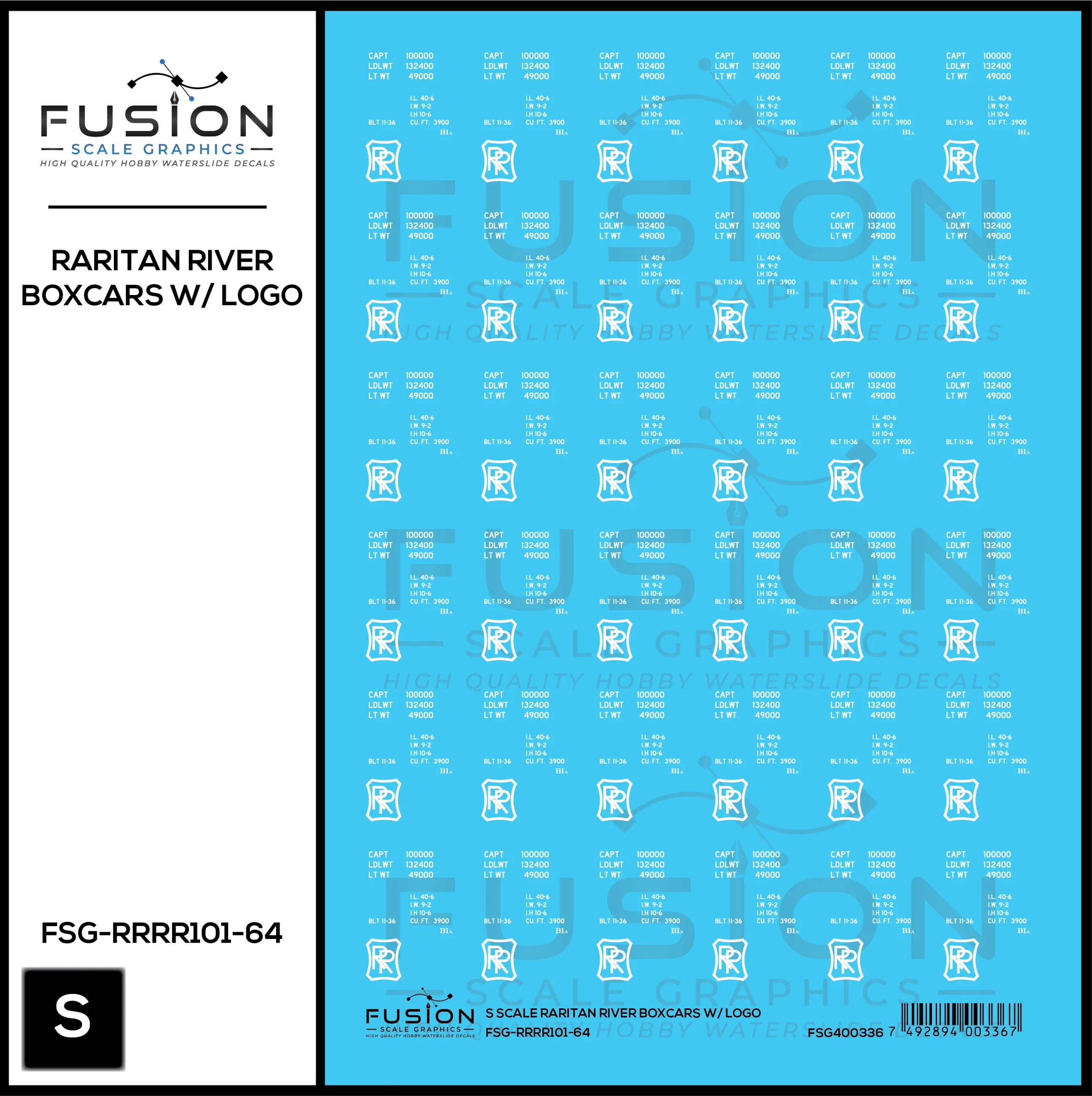 S Scale Raritan River Boxcars With Logos Decal Set - Fusion Scale Graphics