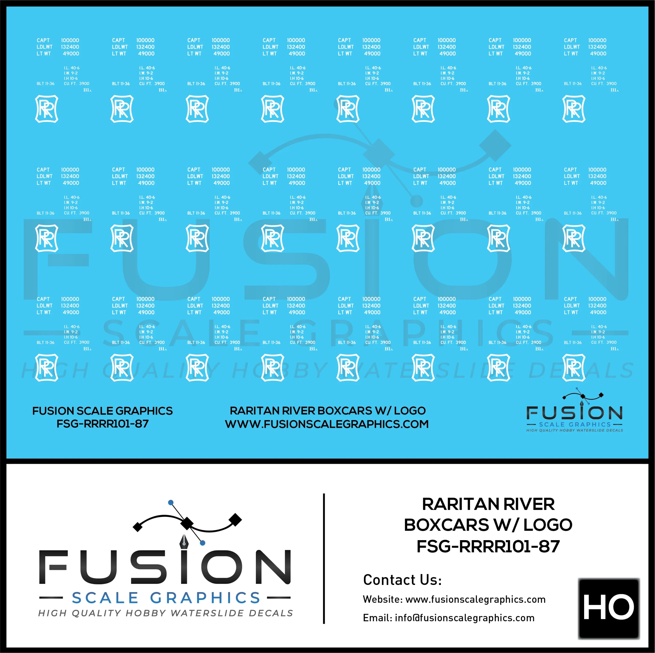 HO Scale Raritan River Railroad Boxcars With Logos Decal Set - Fusion Scale Graphics