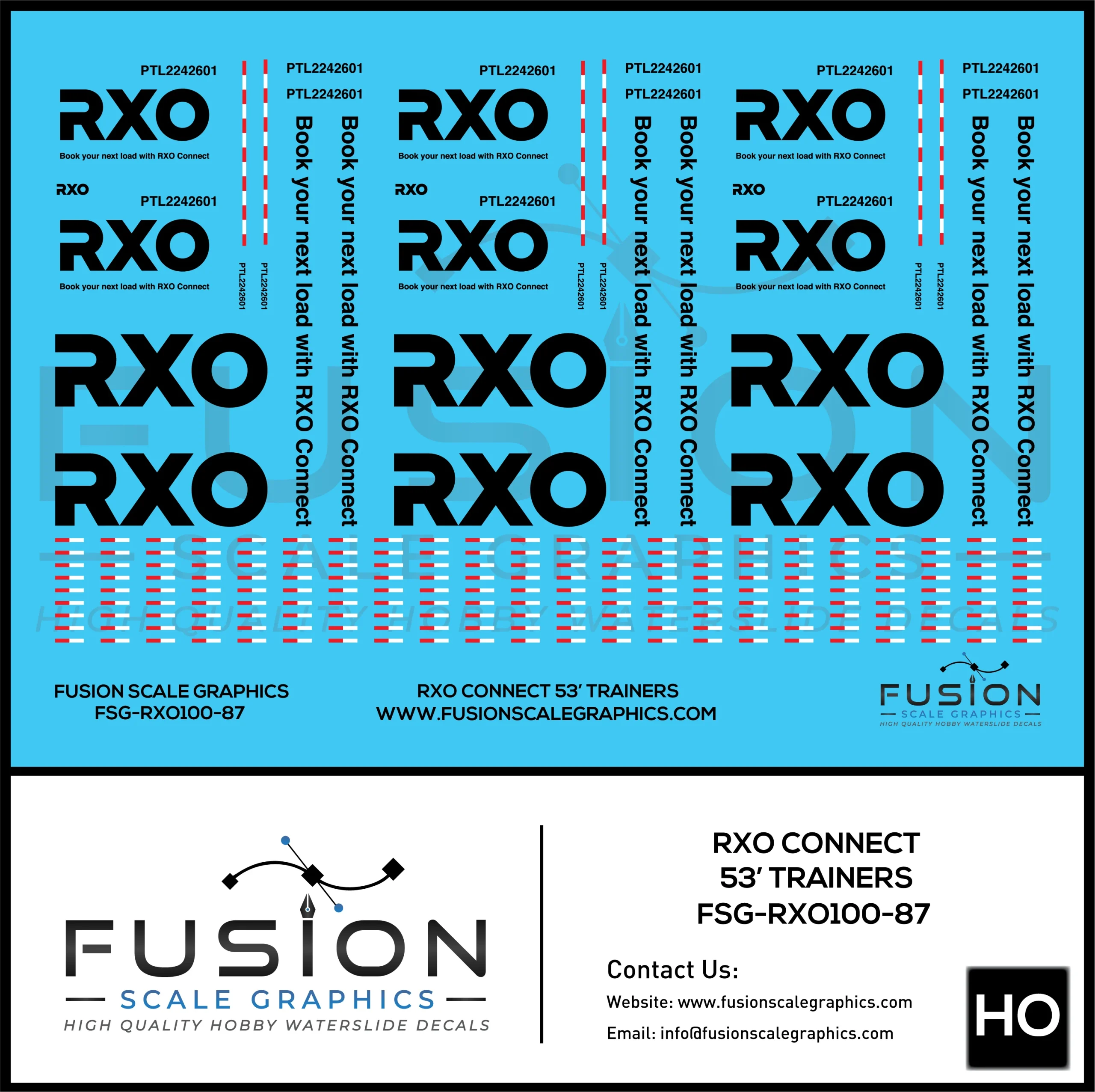 HO Scale RXO Connect Trucking 53' Trailers Decal Set - Fusion Scale Graphics