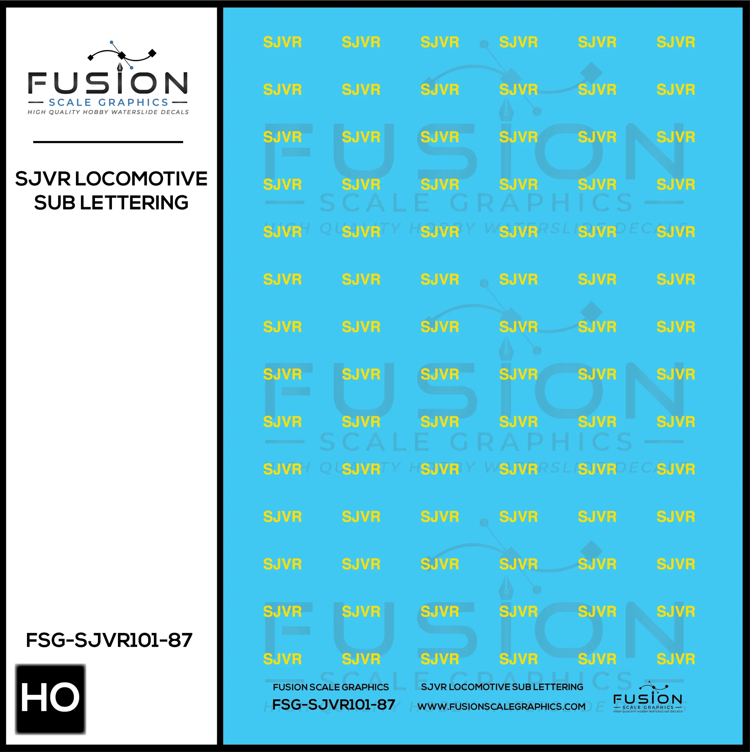 HO Scale San Joaquin Valley SJVR Railroad Locomotive Sub Lettering Decal Set - Fusion Scale Graphics