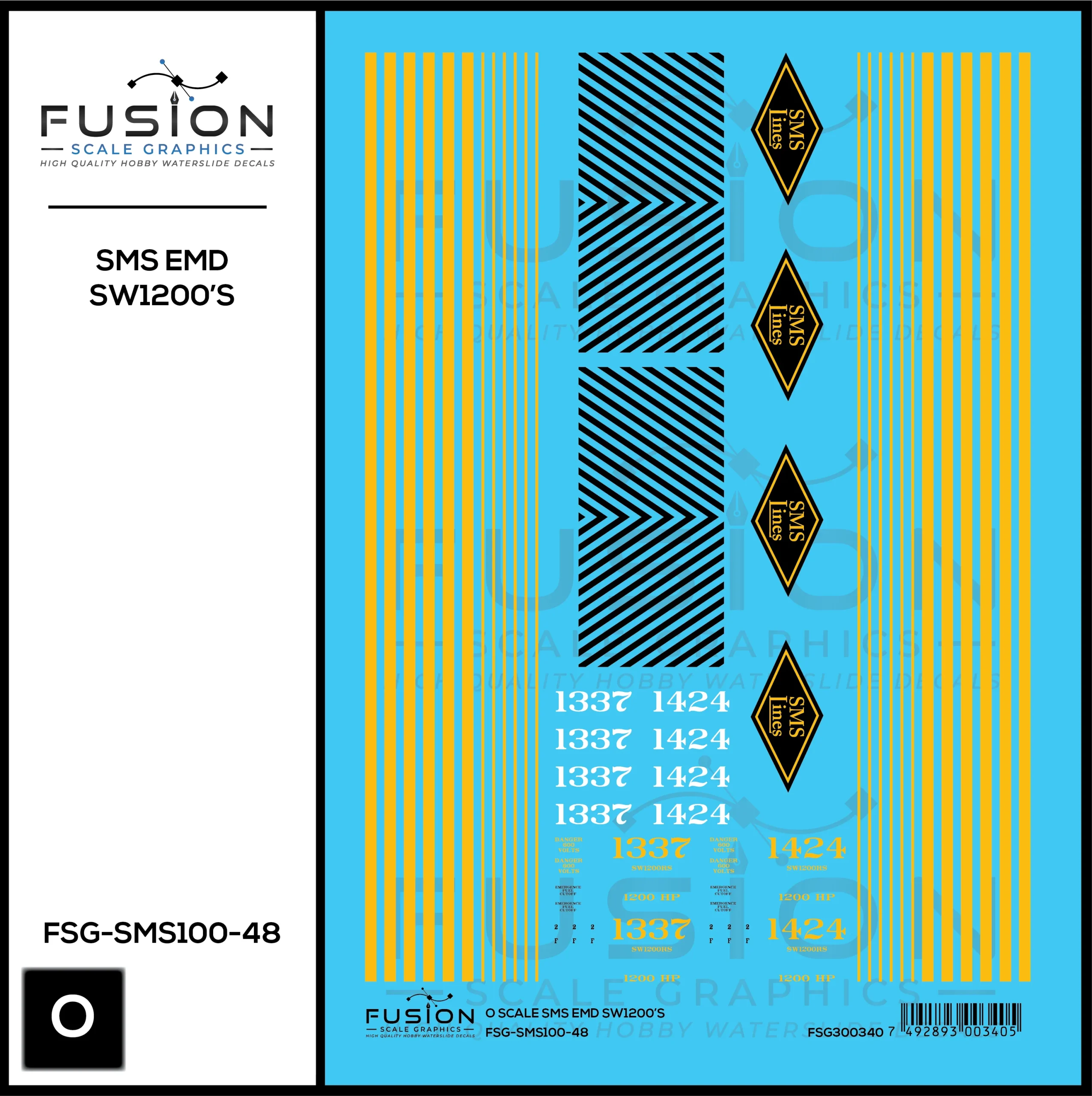 O Scale SMS Lines EMD SW1200 Locomotives Decal Set - Fusion Scale Graphics