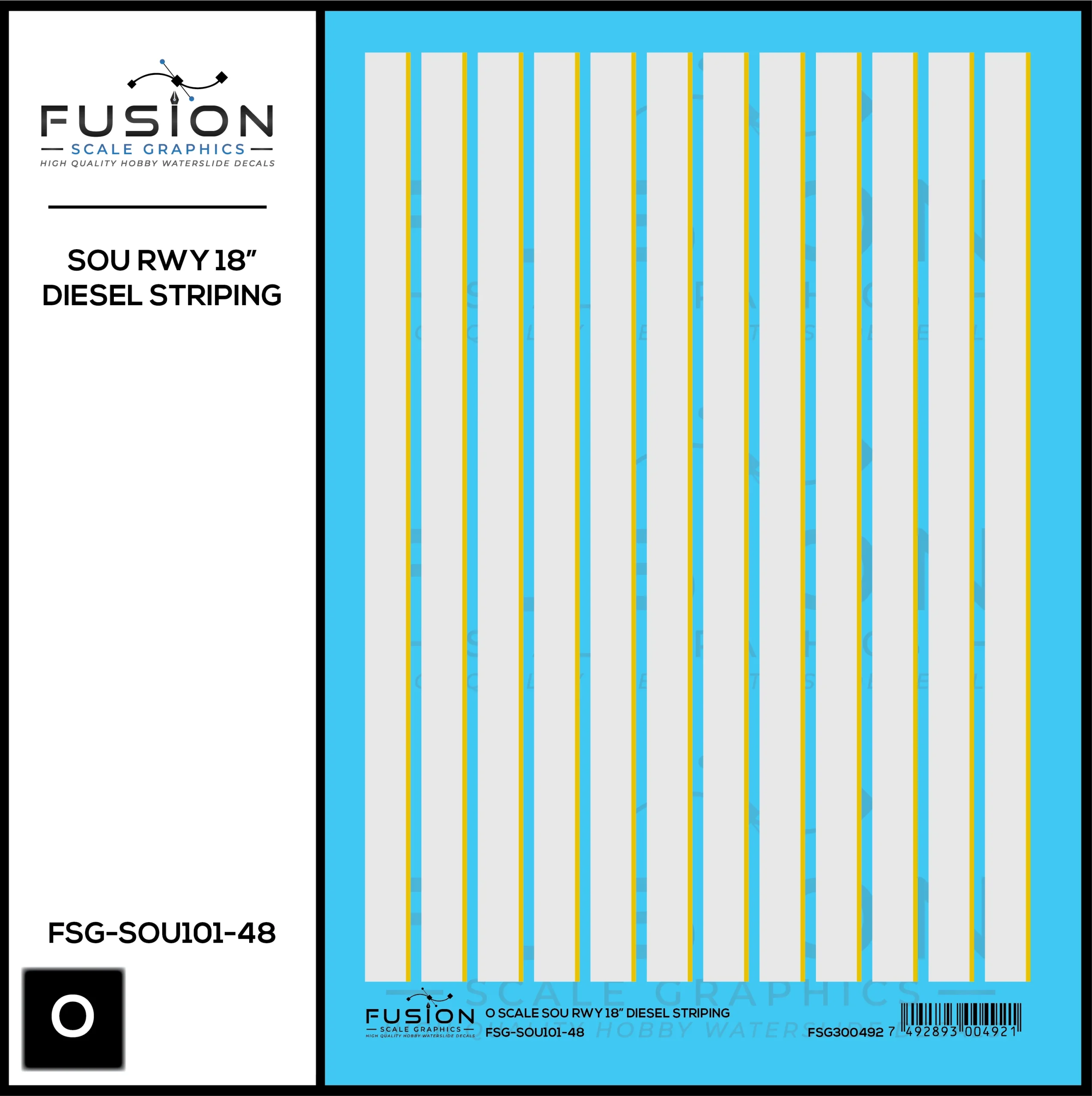 O Scale Southern Railway 18" Diesel Locomotive Striping Decal Set - Fusion Scale Graphics