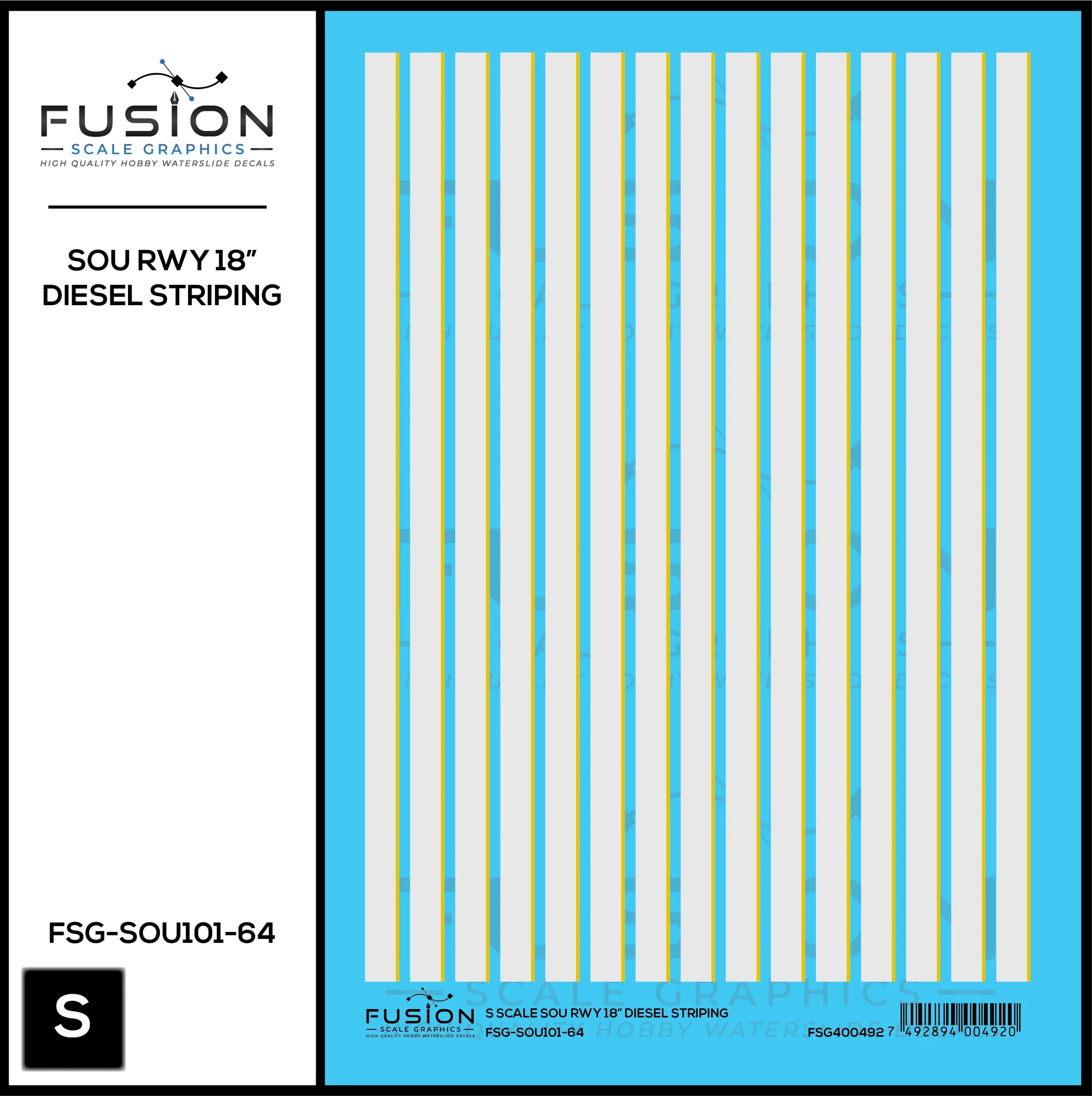 S Scale Southern Railway 18" Diesel Locomotive Striping Decal Set - Fusion Scale Graphics