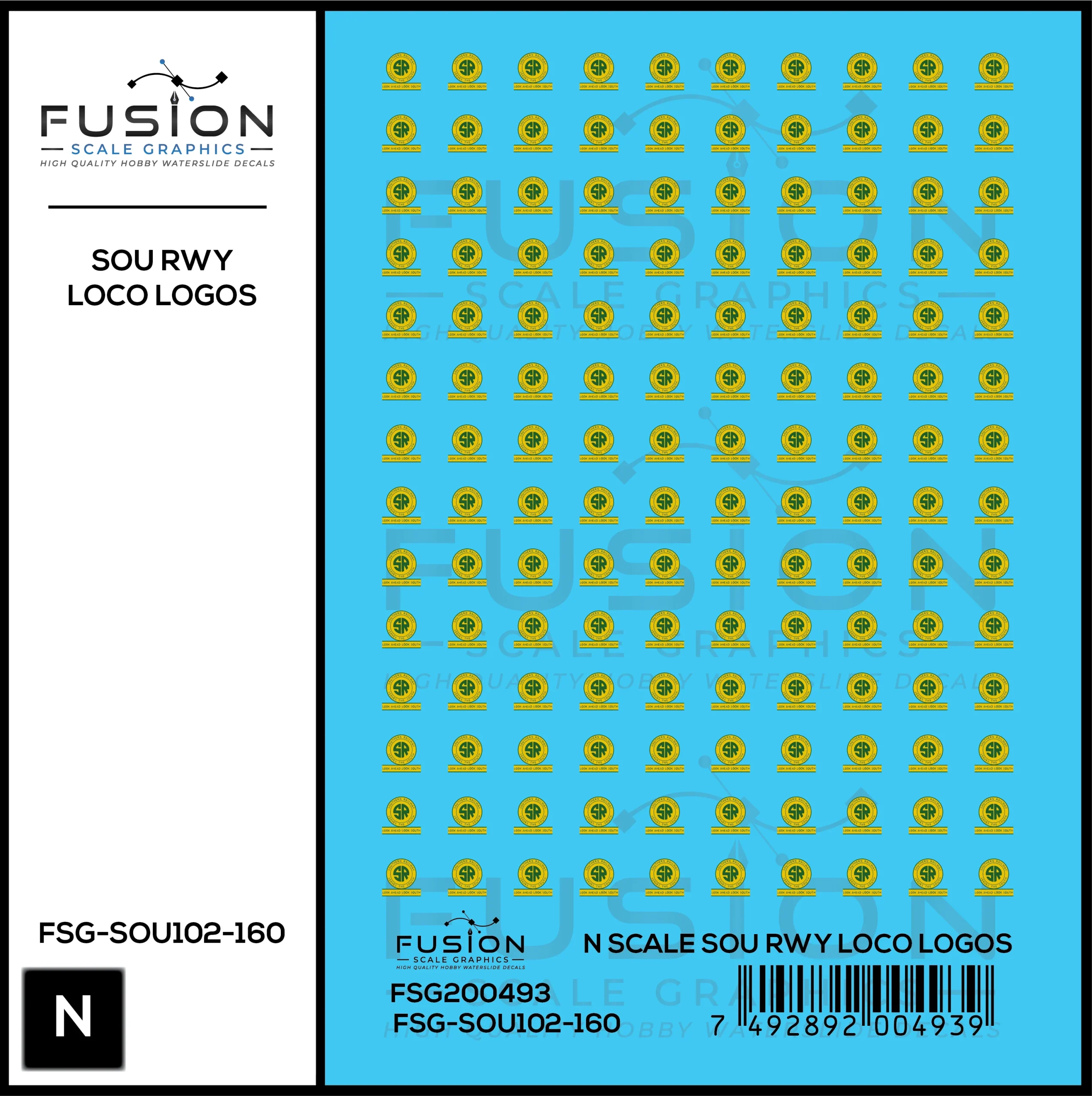 N Scale Southern Railway Look Ahead Look South Locomotive Logos Decal Set - Fusion Scale Graphics