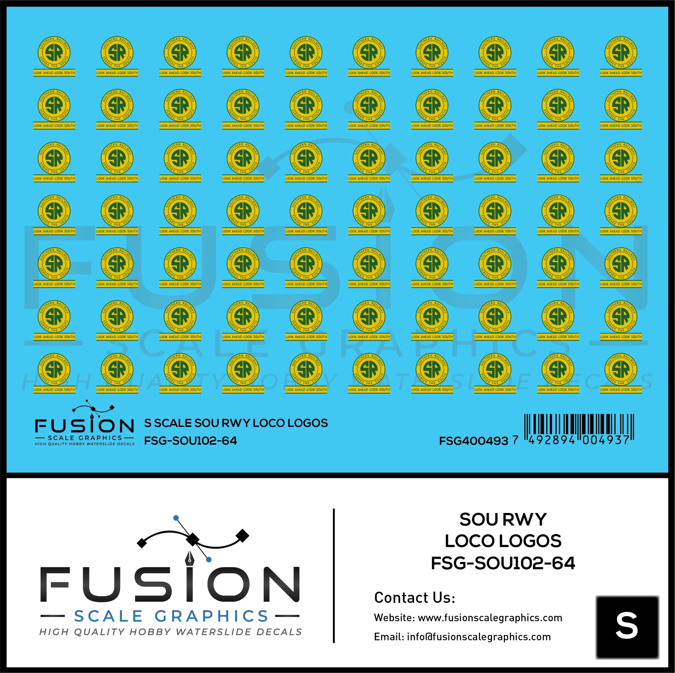S Scale Southern Railway Look Ahead Look South Locomotive Logos Decal Set - Fusion Scale Graphics