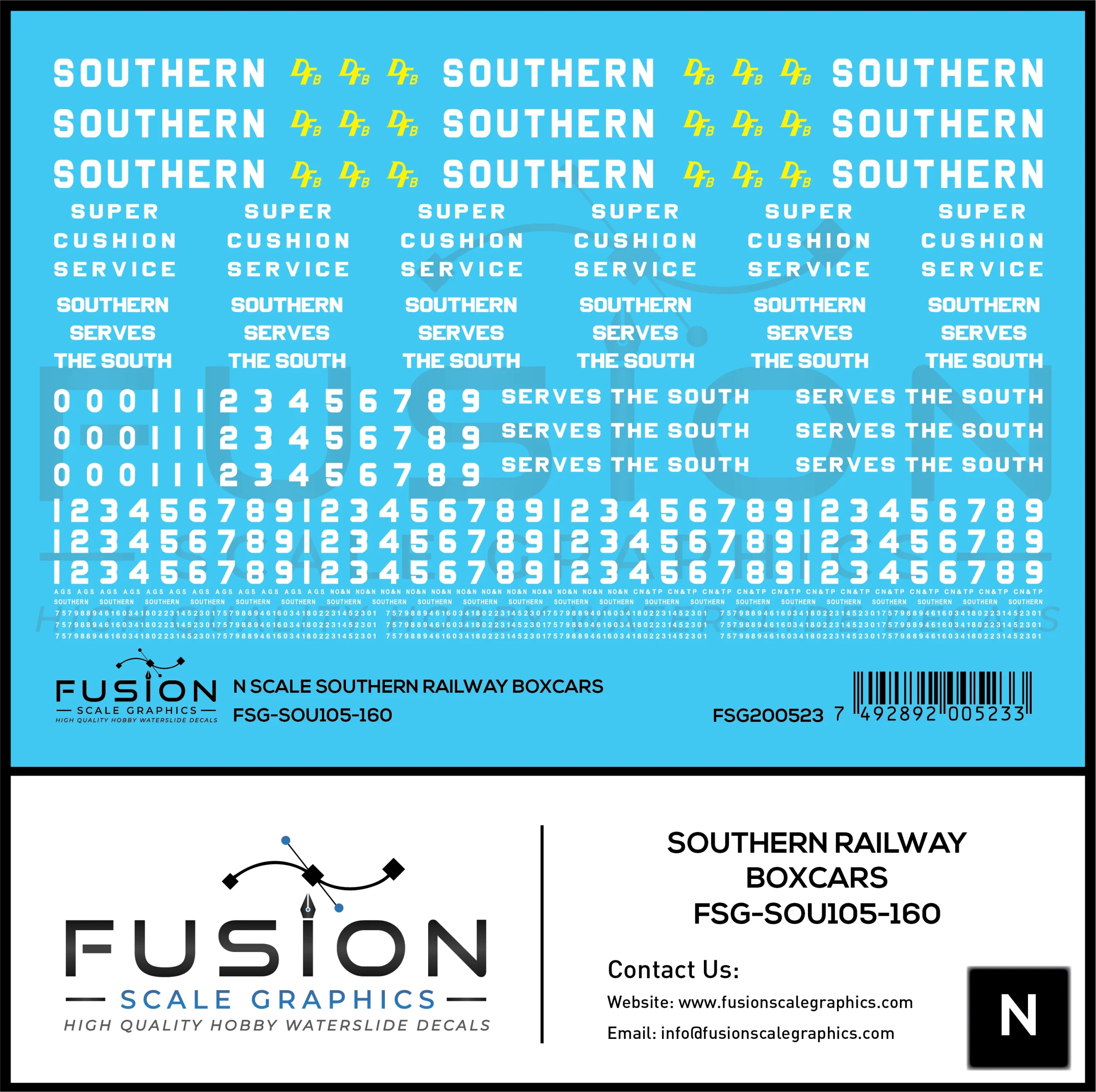 N Scale Southern Railway Boxcars Decal Set - Fusion Scale Graphics