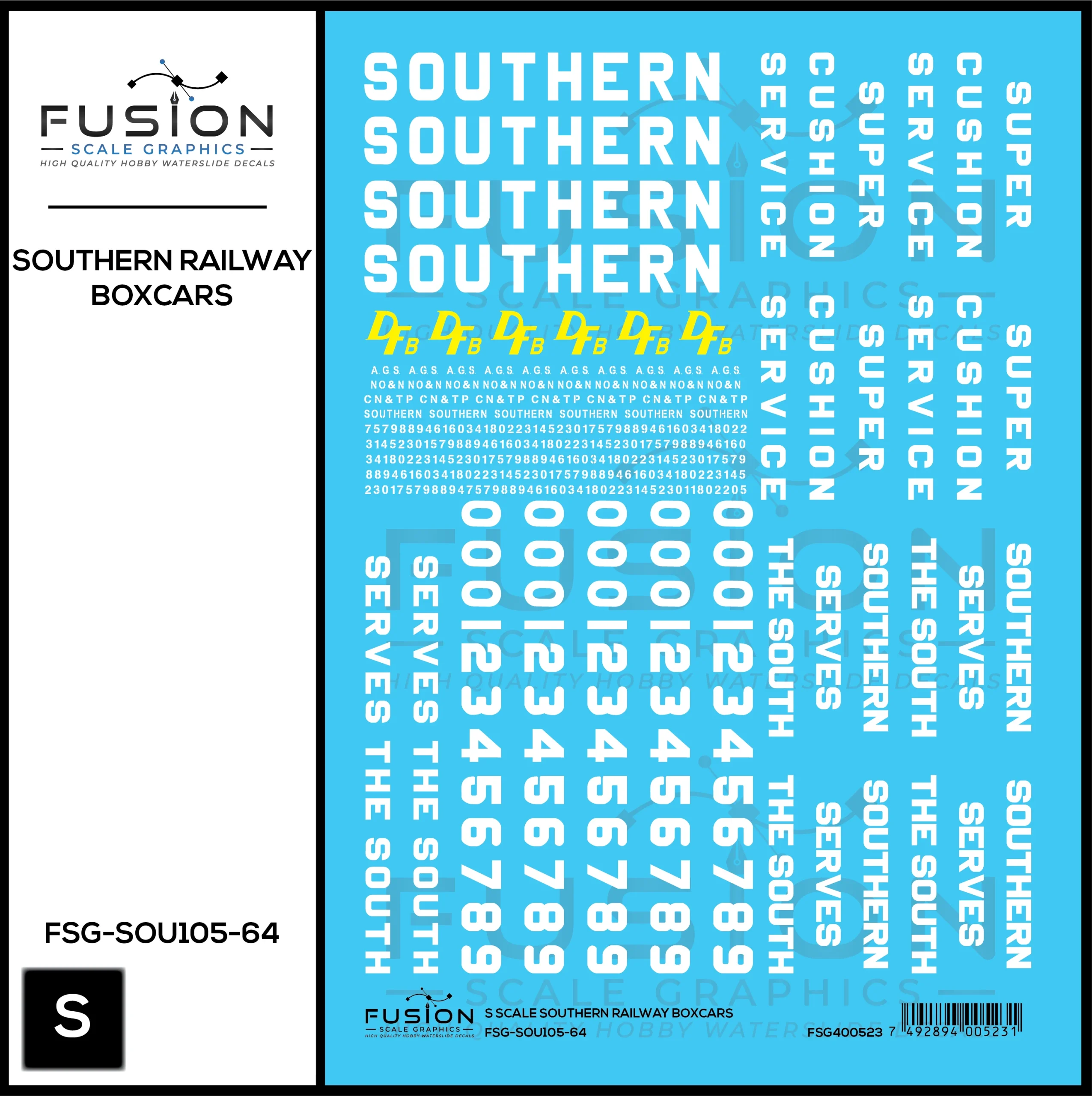 S Scale Southern Railway Boxcars Decal Set - Fusion Scale Graphics