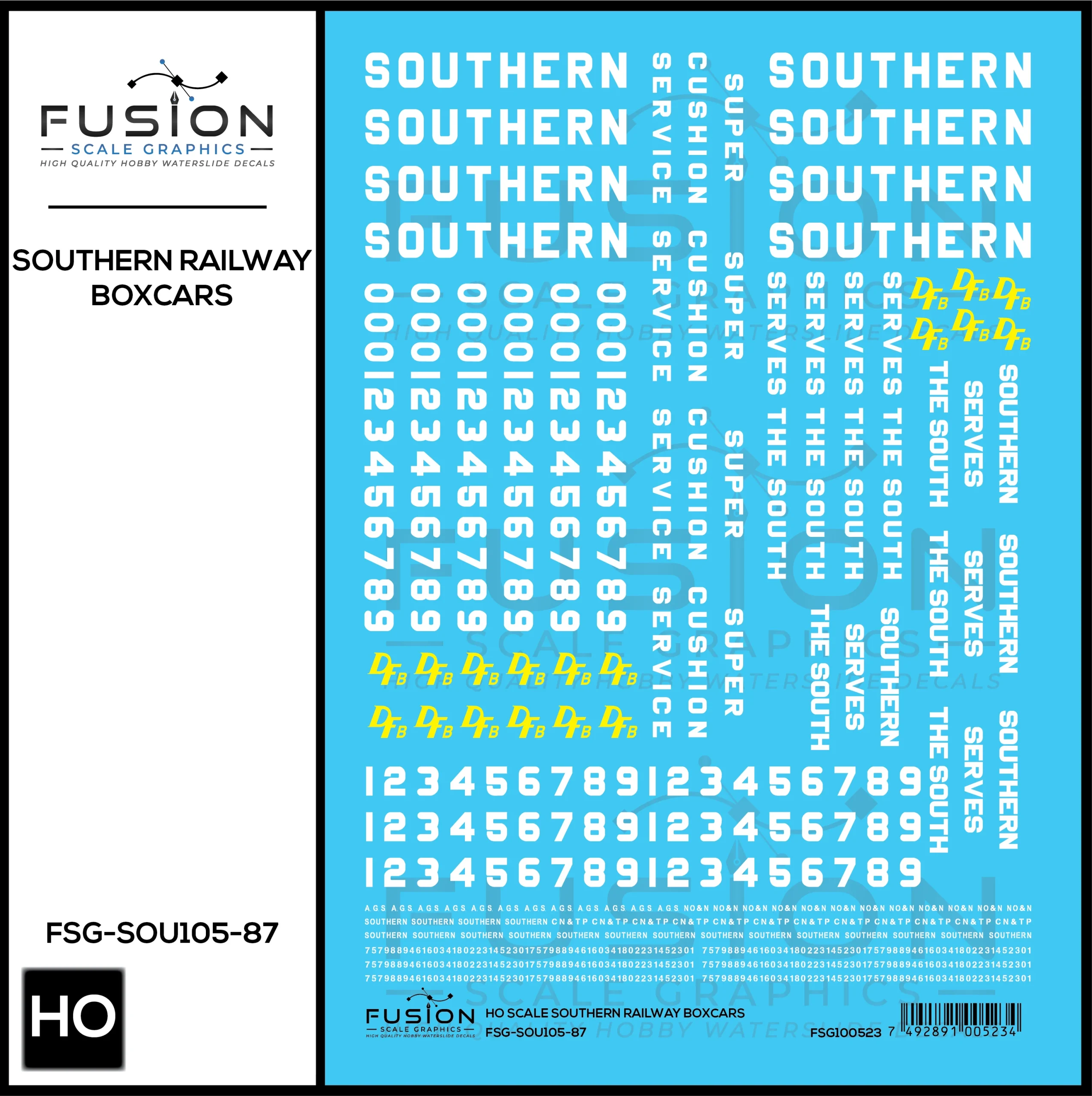 HO Scale Southern Railway Boxcars Decal Set - Fusion Scale Graphics