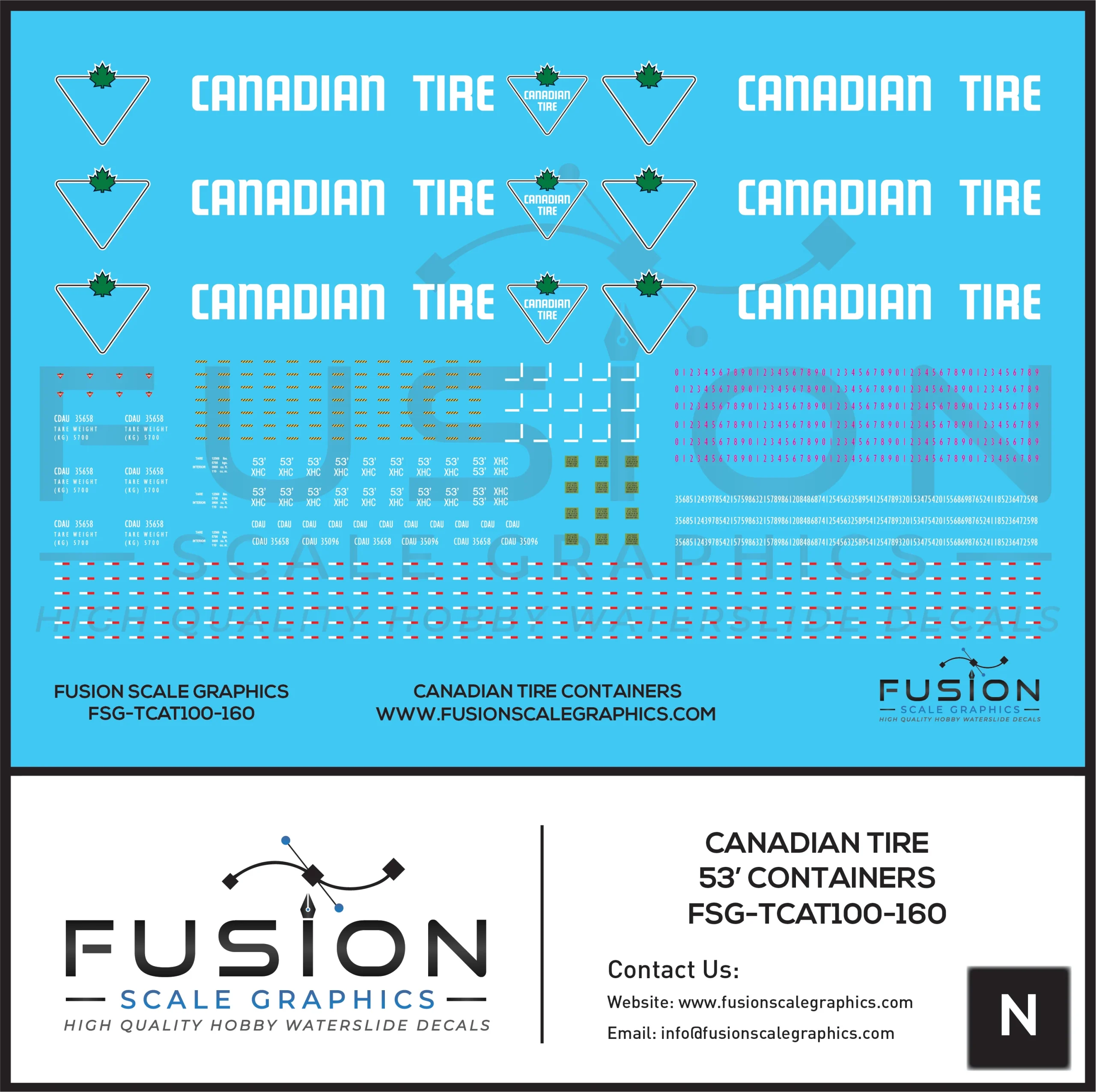 N Scale Canadian Tire 53' Container Decal Set - Fusion Scale Graphics