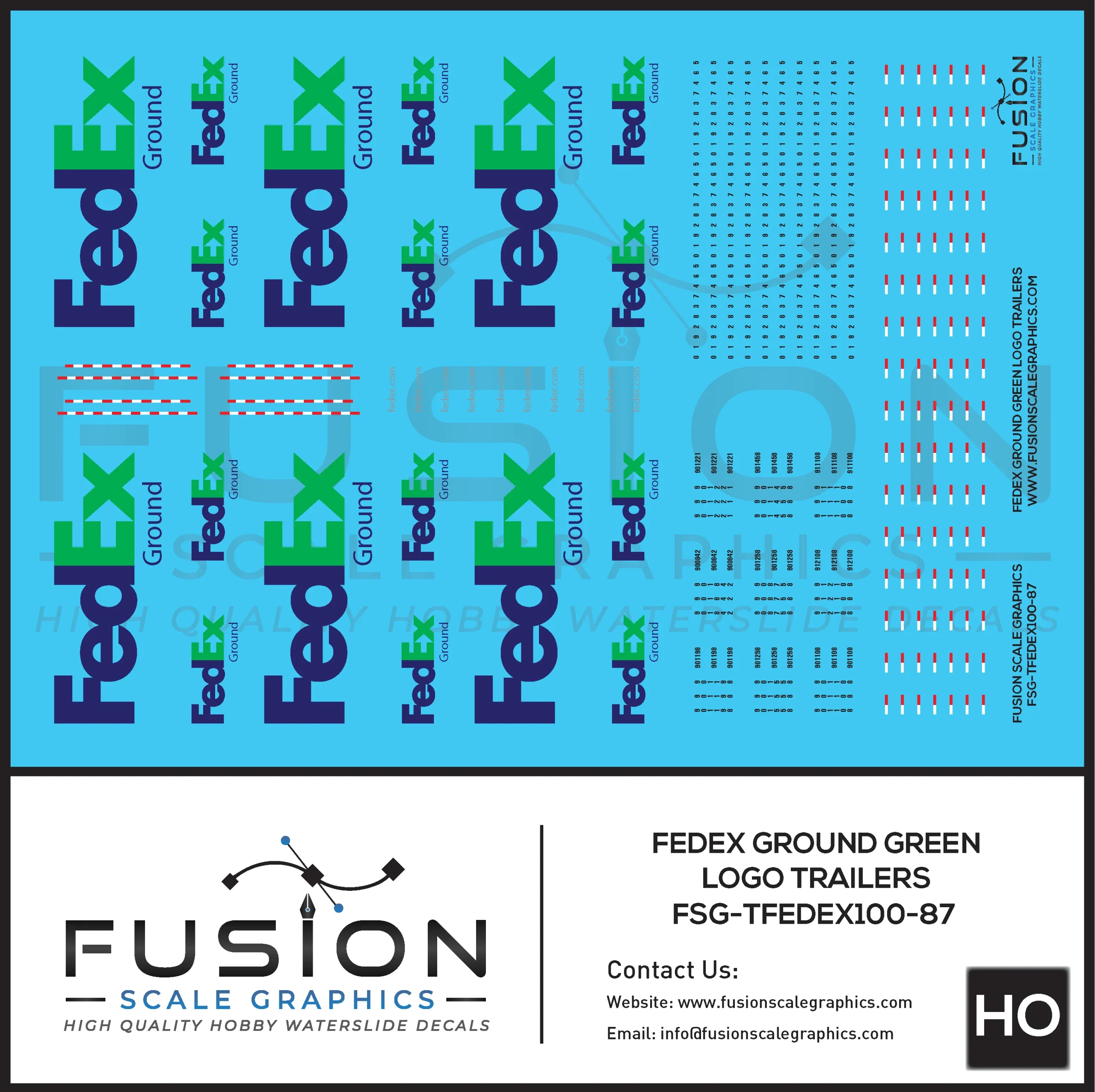 HO Scale FedEx Ground Green Trailer Decal Set - Fusion Scale Graphics