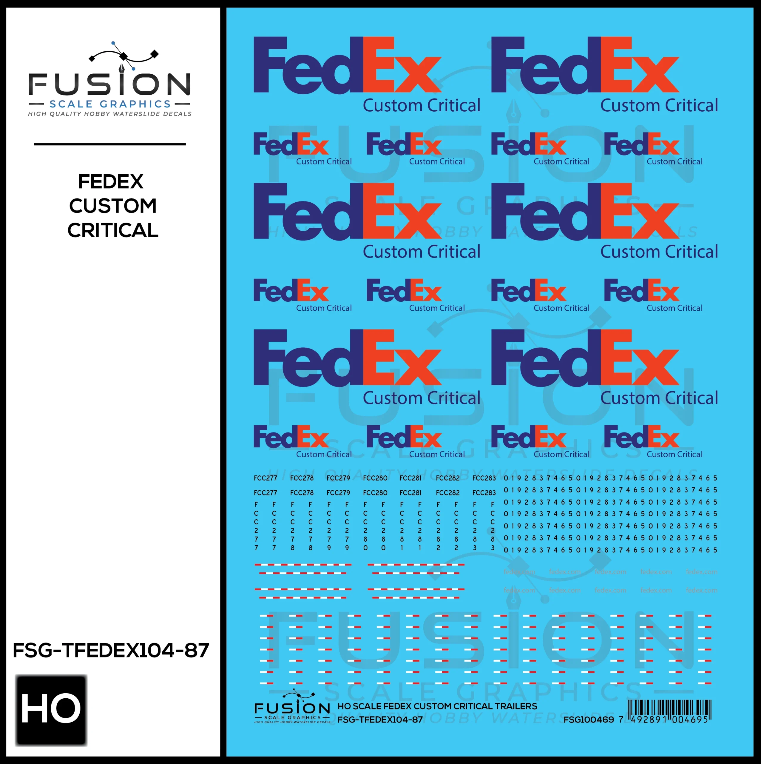 HO Scale FedEx Custom Critical Decal Set - Fusion Scale Graphics