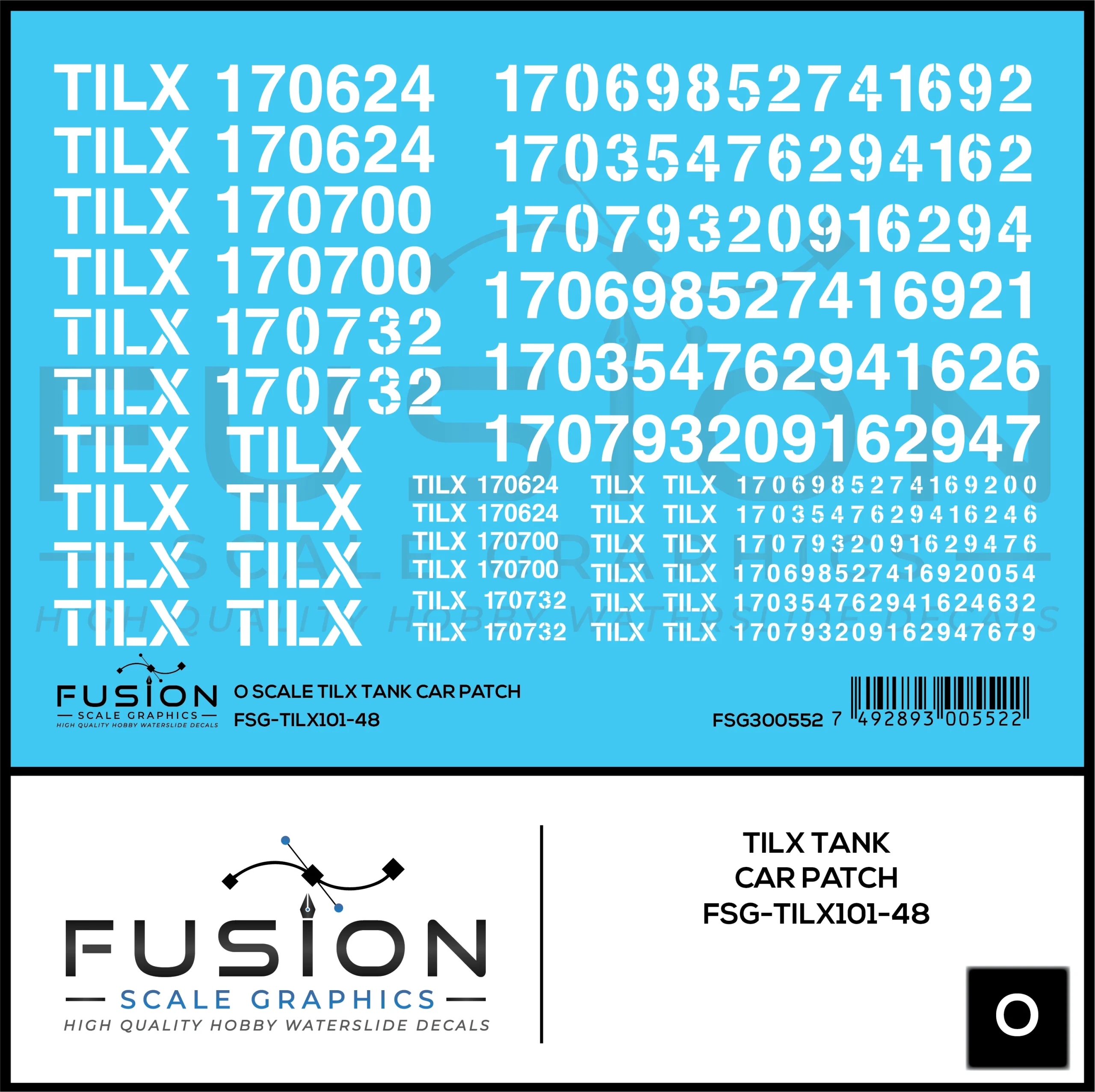 O Scale TILX Tank Car Patch Decal Set - Fusion Scale Graphics
