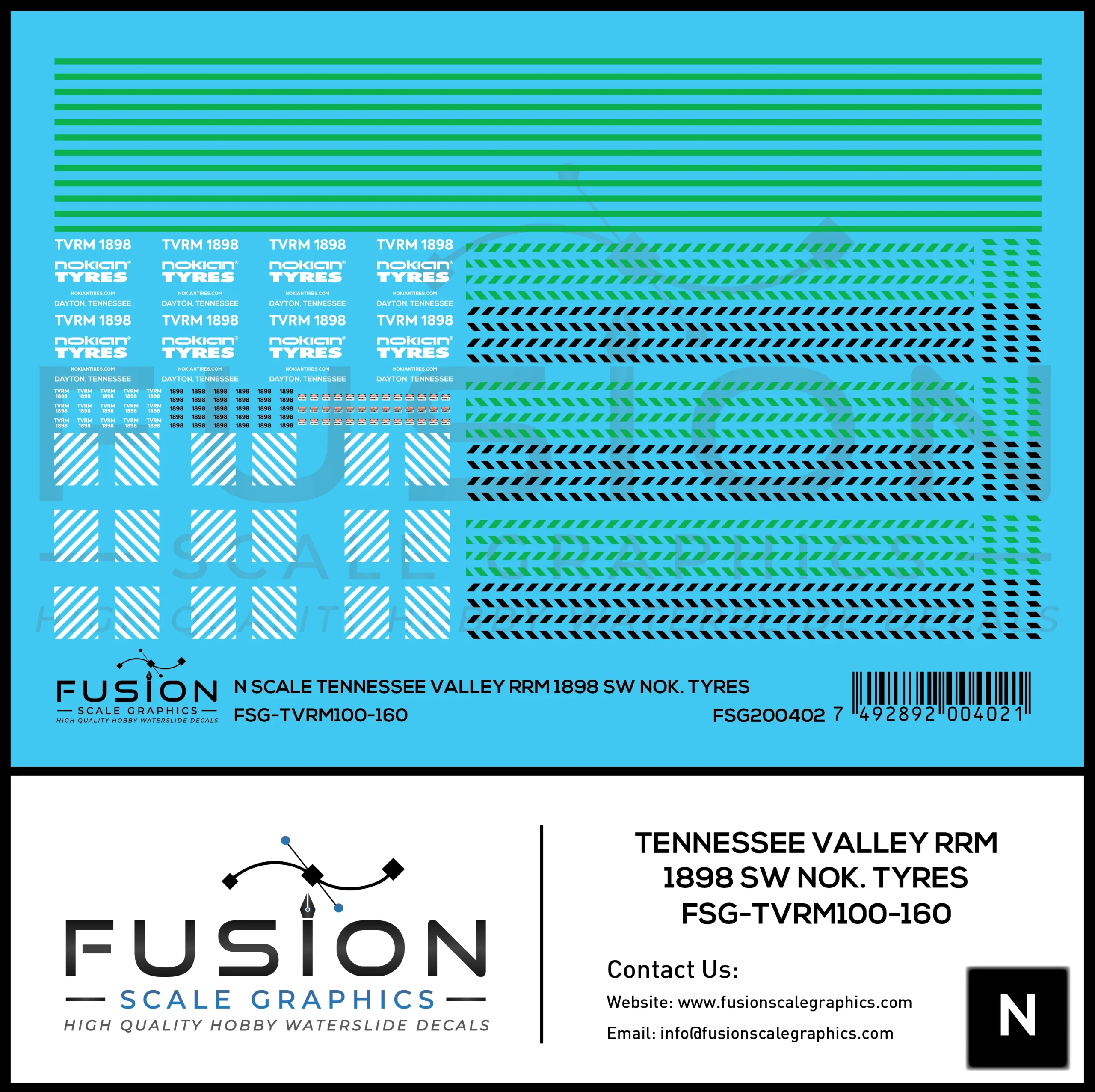 N Scale Tennessee Valley Railroad Museum 1898 Nokian Tyres Decal Set - Fusion Scale Graphics