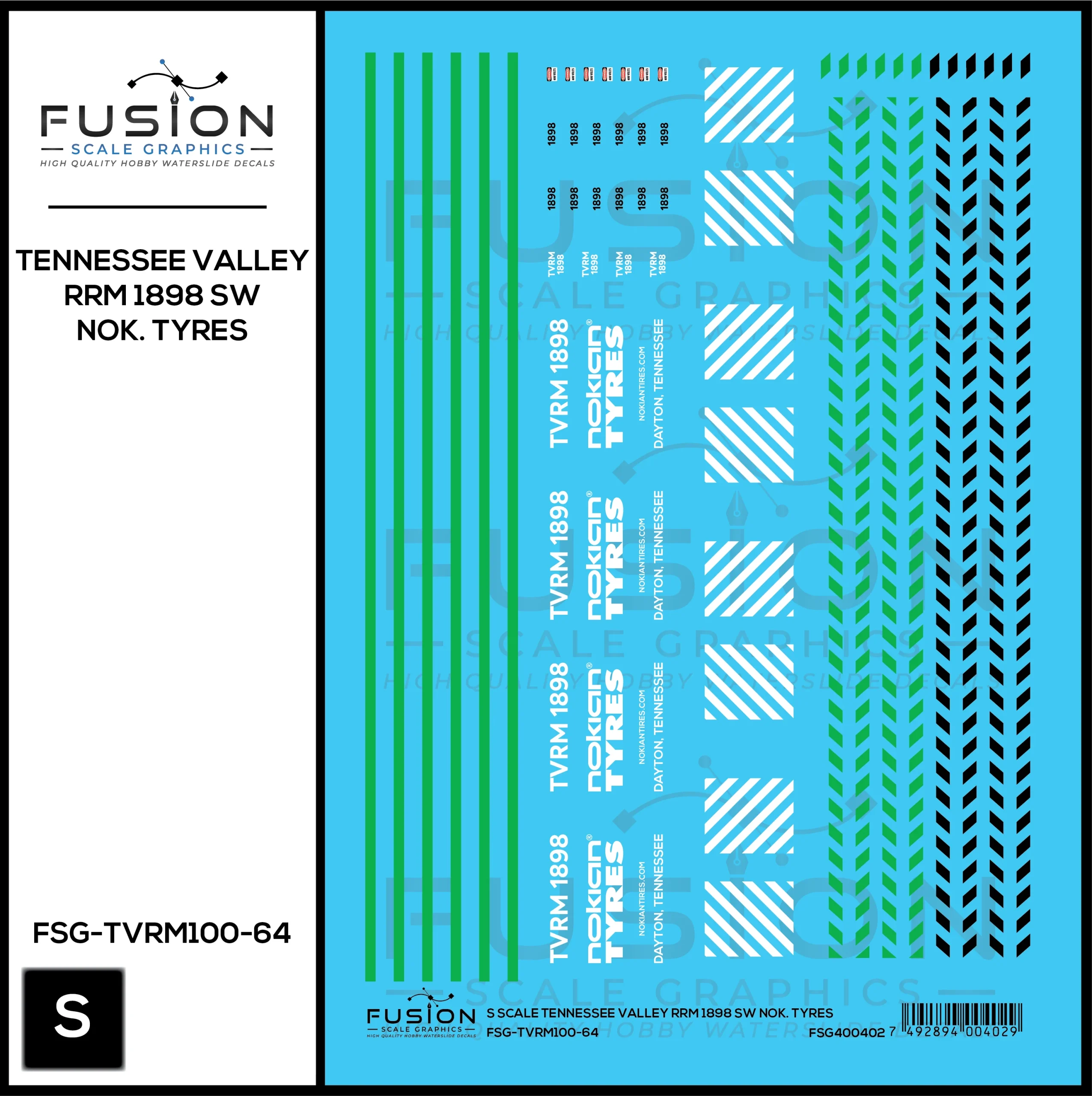 S Scale Tennessee Valley Railroad Museum 1898 Nokian Tyres Decal Set - Fusion Scale Graphics