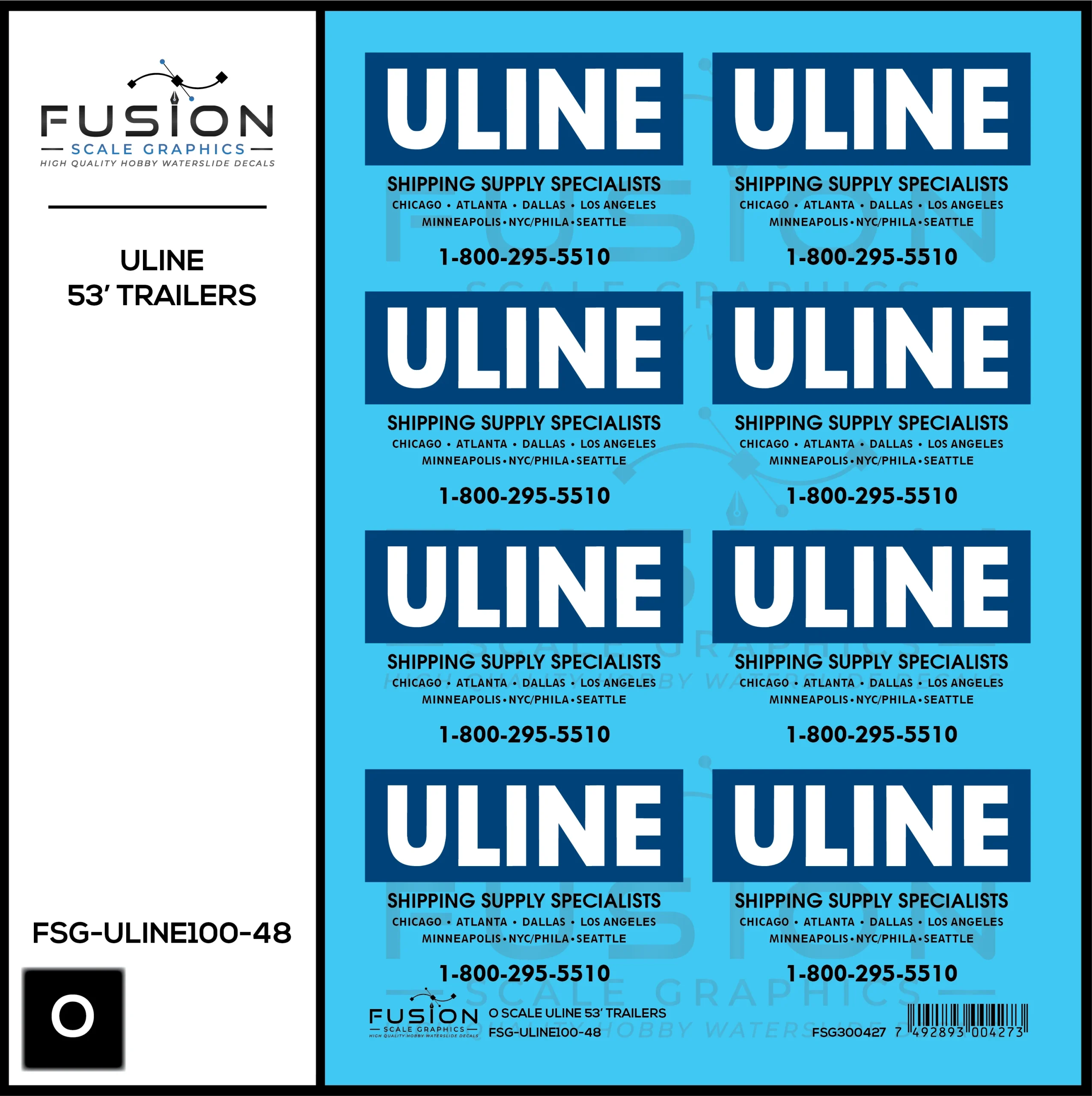 O Scale ULINE 53' Trailers Decal Set - Fusion Scale Graphics