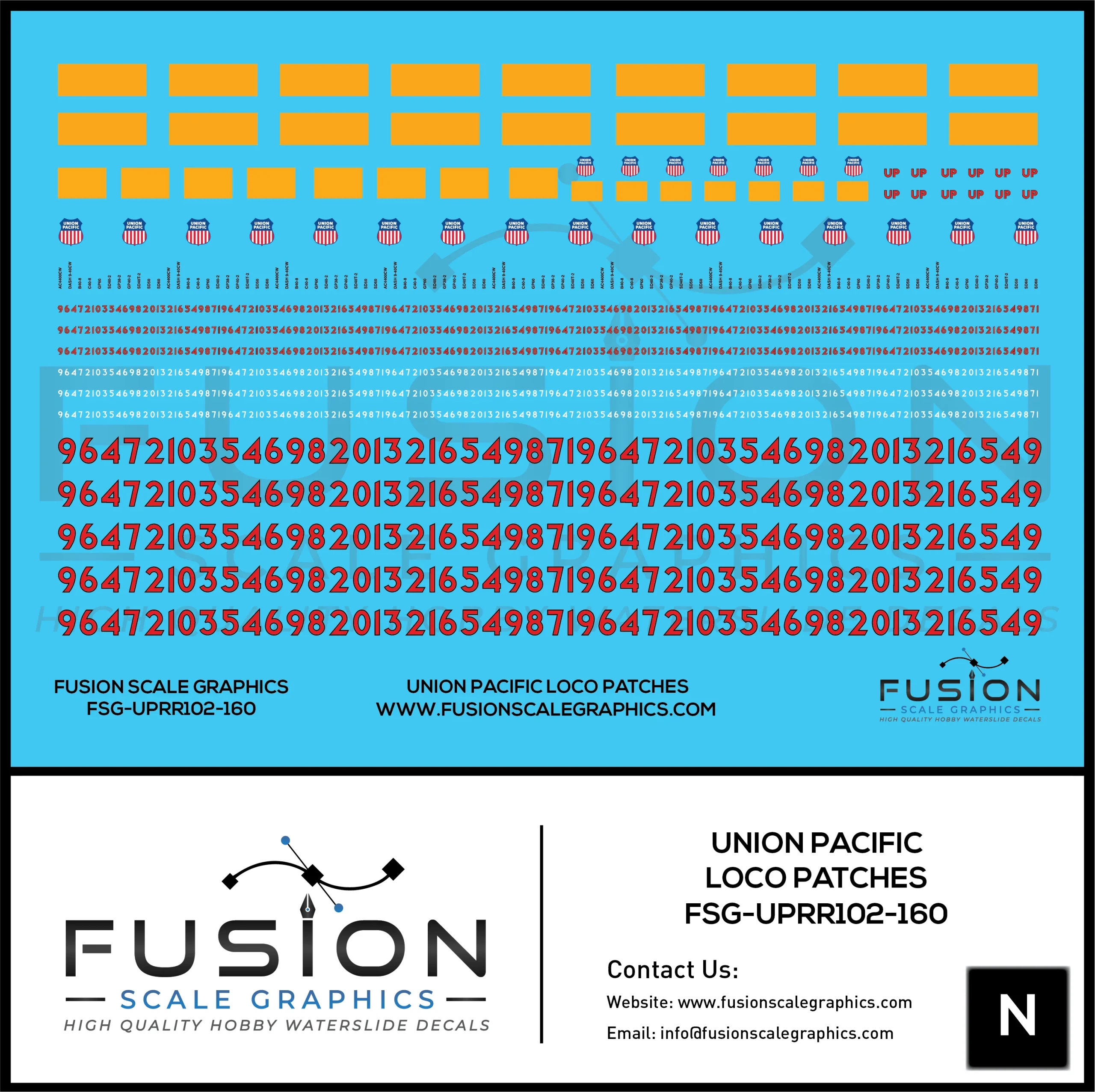 N Scale Union Pacific Locomotive Patching Decal Set - Fusion Scale Graphics