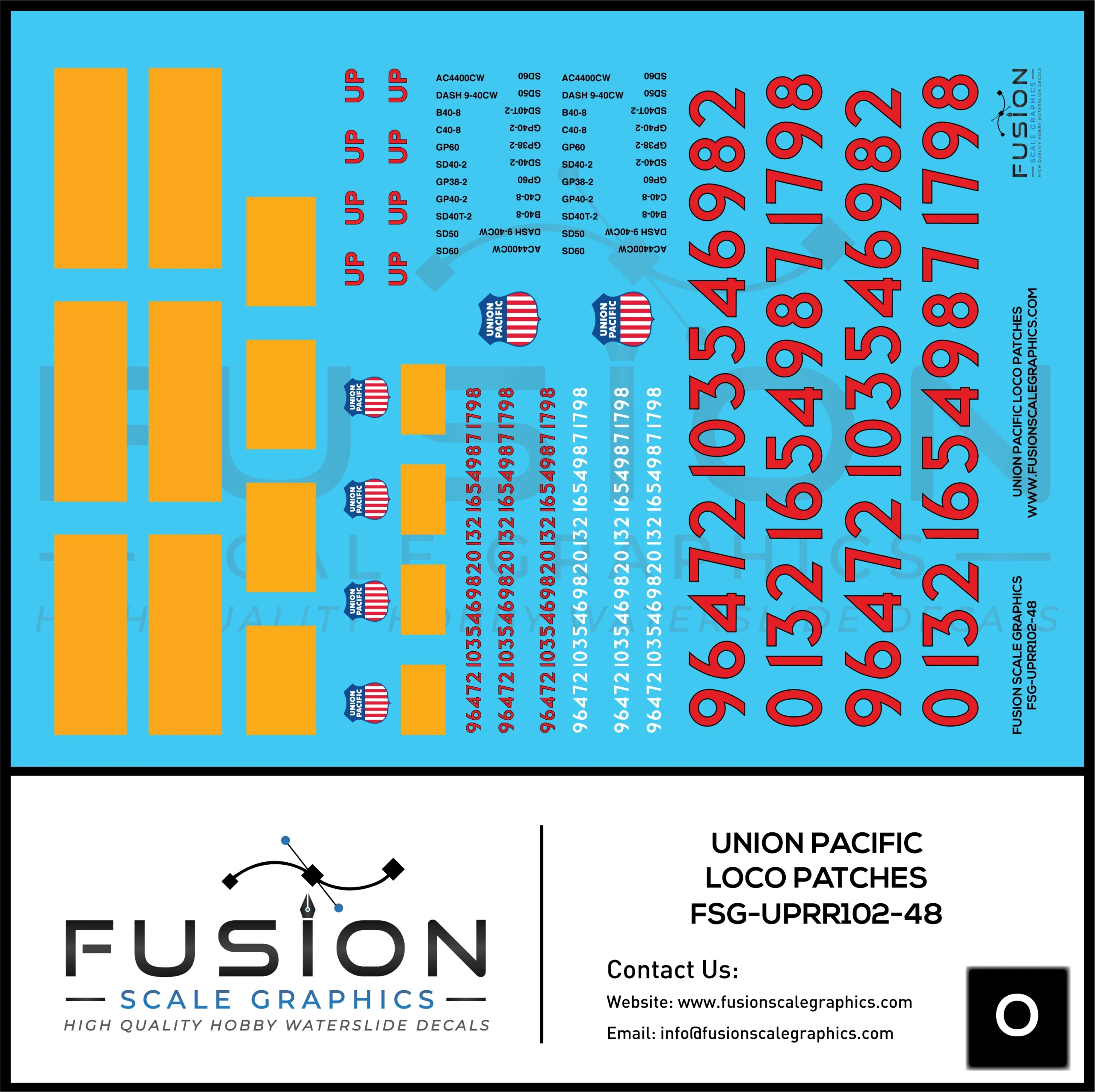 O Scale Union Pacific Locomotive Patching Decal Set - Fusion Scale Graphics
