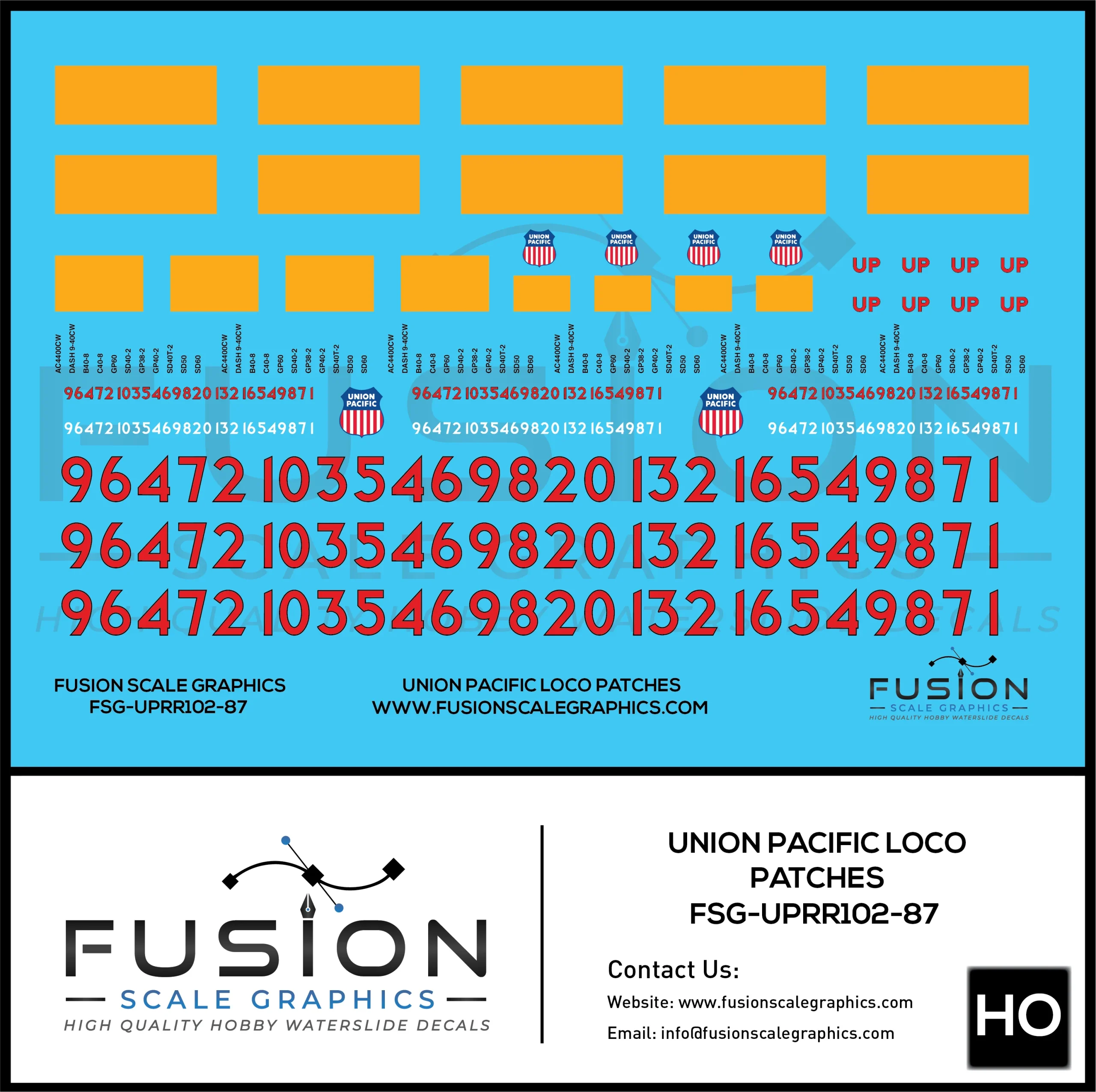 HO Scale Union Pacific Locomotive Patching Decal Set - Fusion Scale Graphics