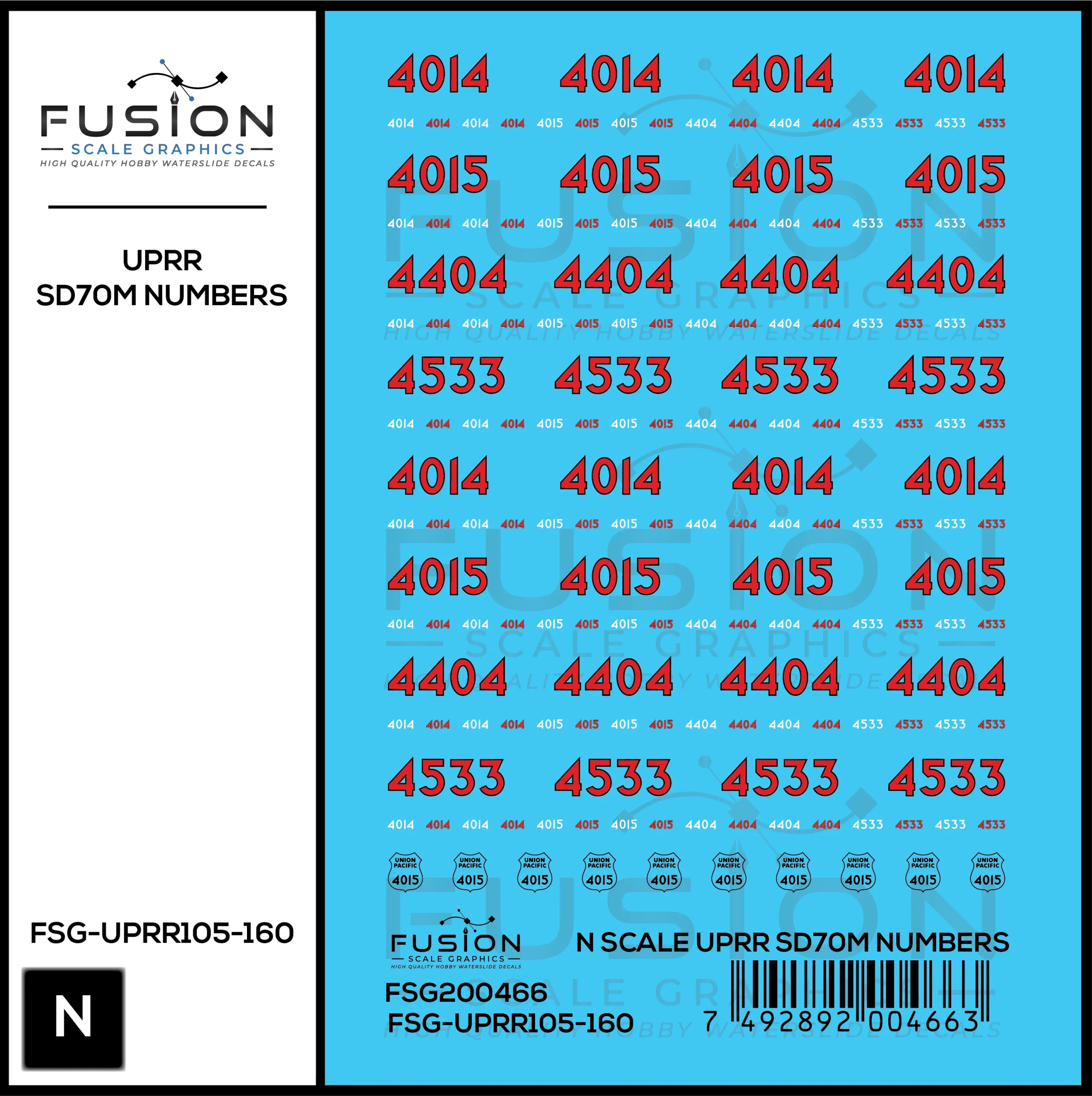 N Scale Union Pacific UPRR Heritage SD70M Locomotive Numbers - Fusion Scale Graphics
