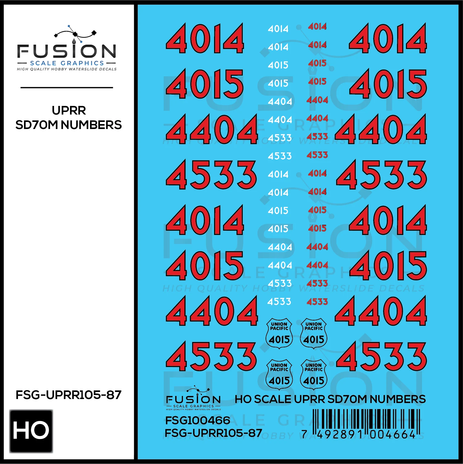 HO Scale Union Pacific UPRR Heritage SD70M Locomotive Numbers - Fusion Scale Graphics