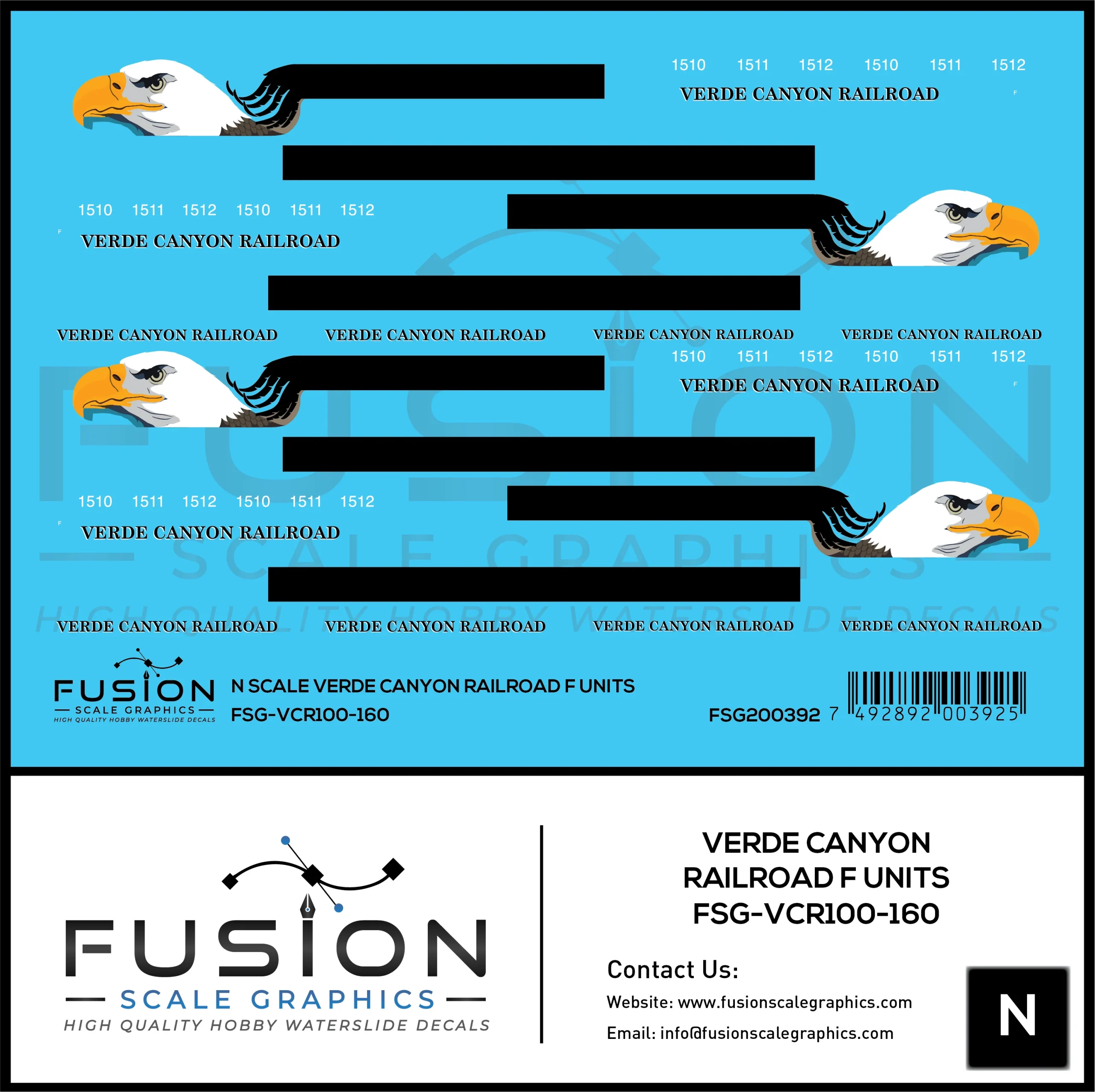 N Scale Verde Canyon Railroad F Unit Locomotives Decal Set - Fusion Scale Graphics