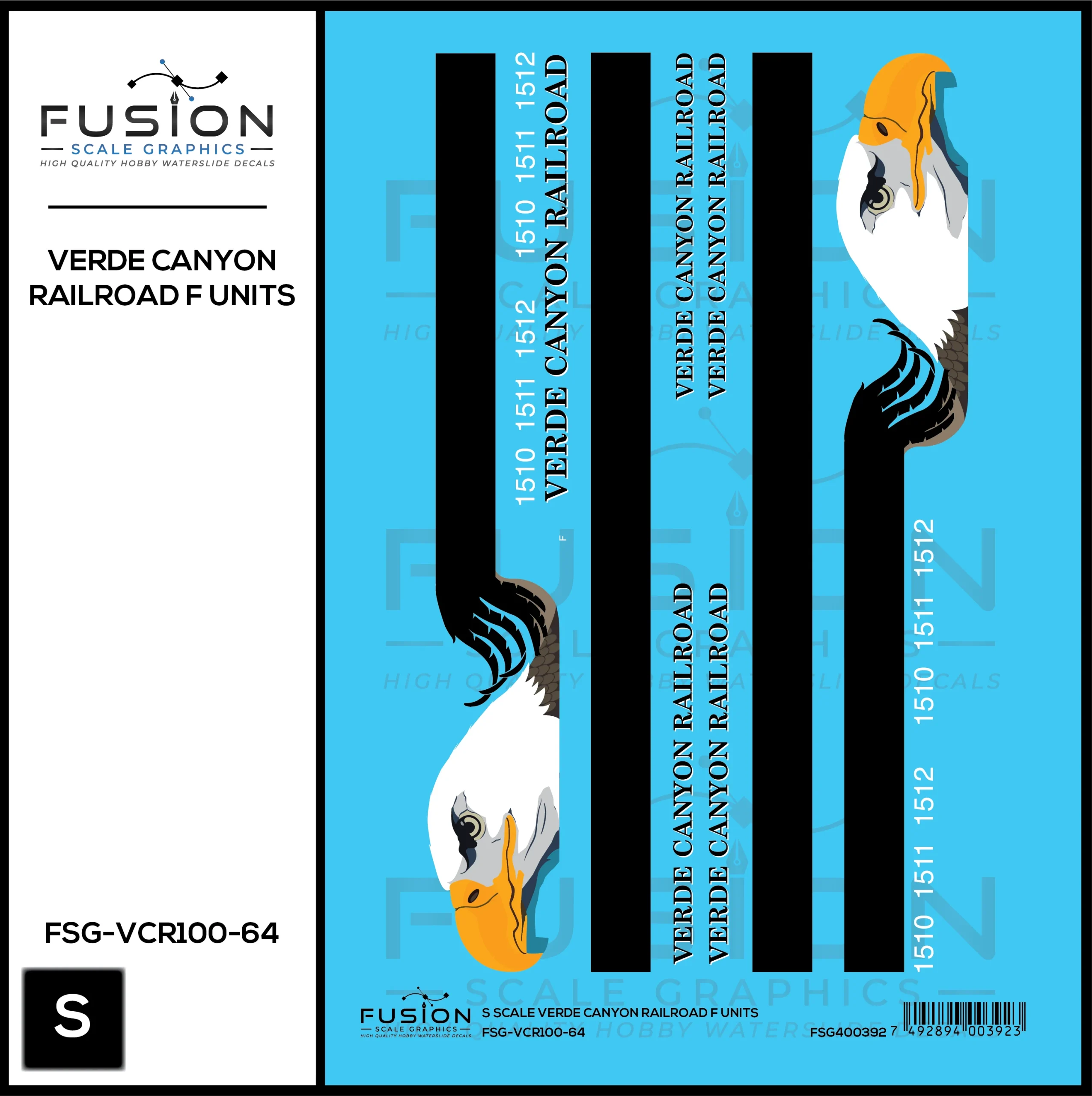S Scale Verde Canyon Railroad Modern F Unit Locomotive Decal Set - Fusion Scale Graphics