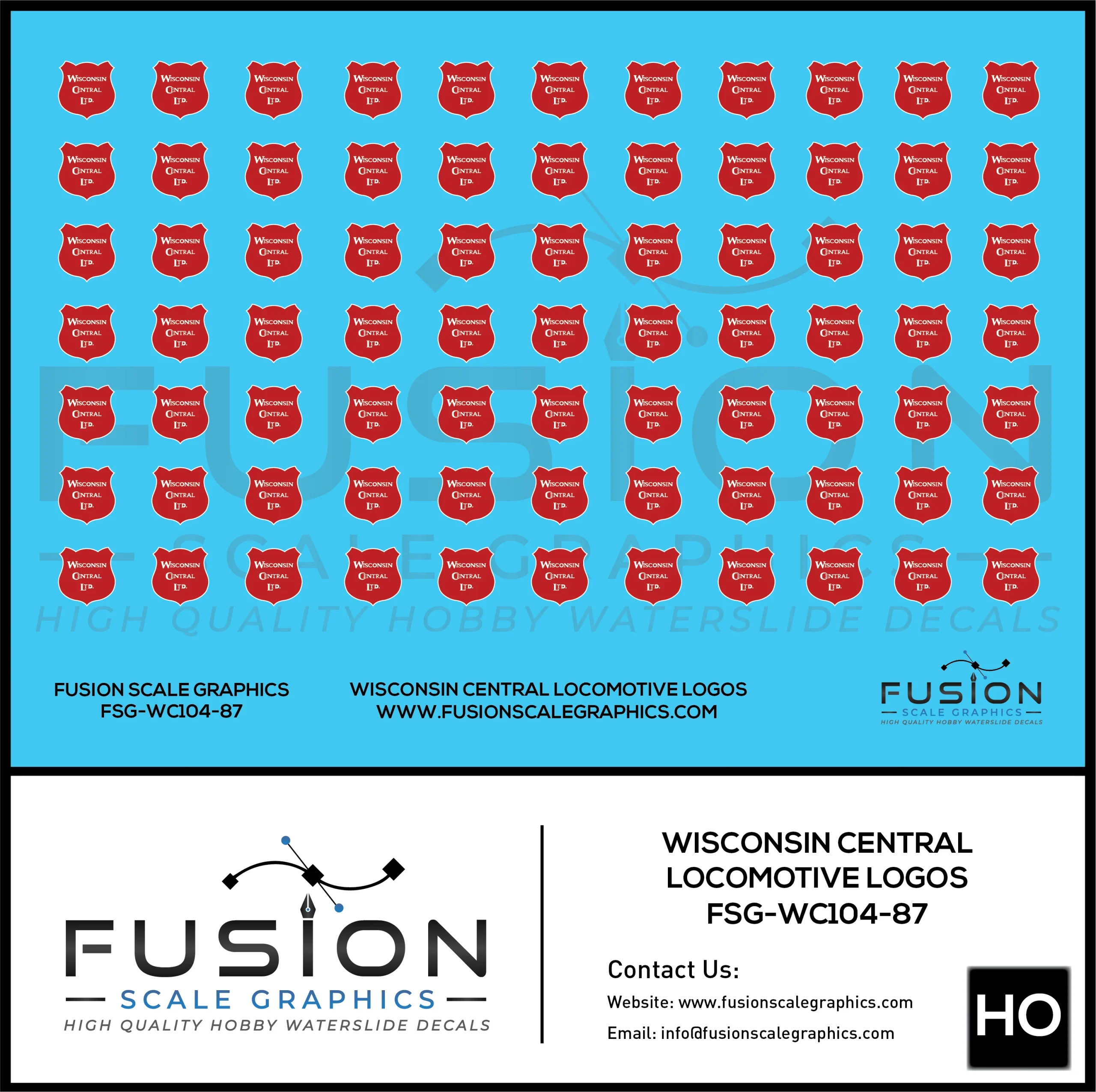 HO Scale Wisconsin Central Locomotive Logos Decal Set - Fusion Scale Graphics