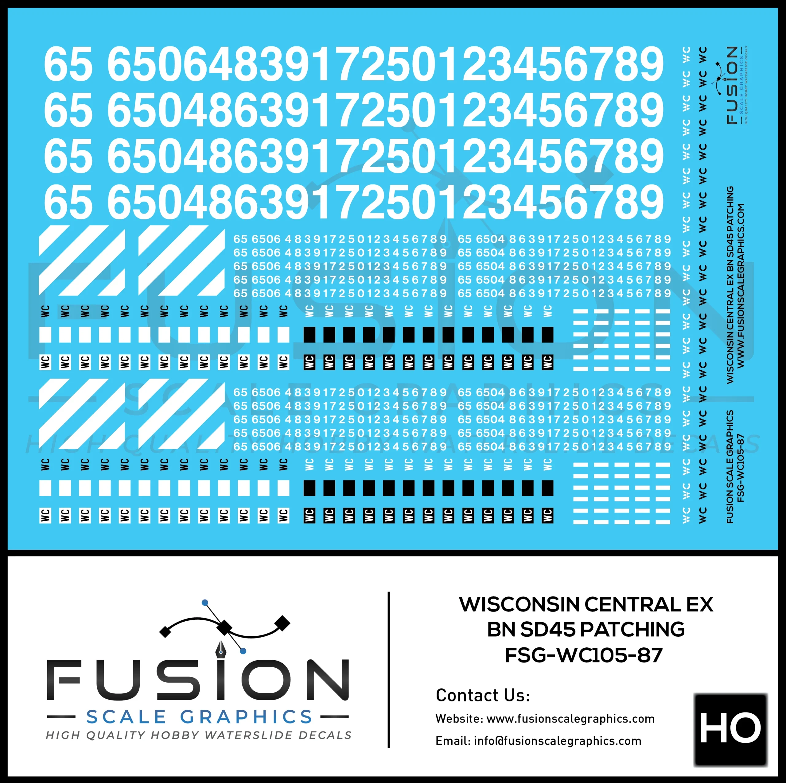 HO Scale Wisconsin Central Ex BN EMD SD45 Locomotive Patching Decal Set - Fusion Scale Graphics