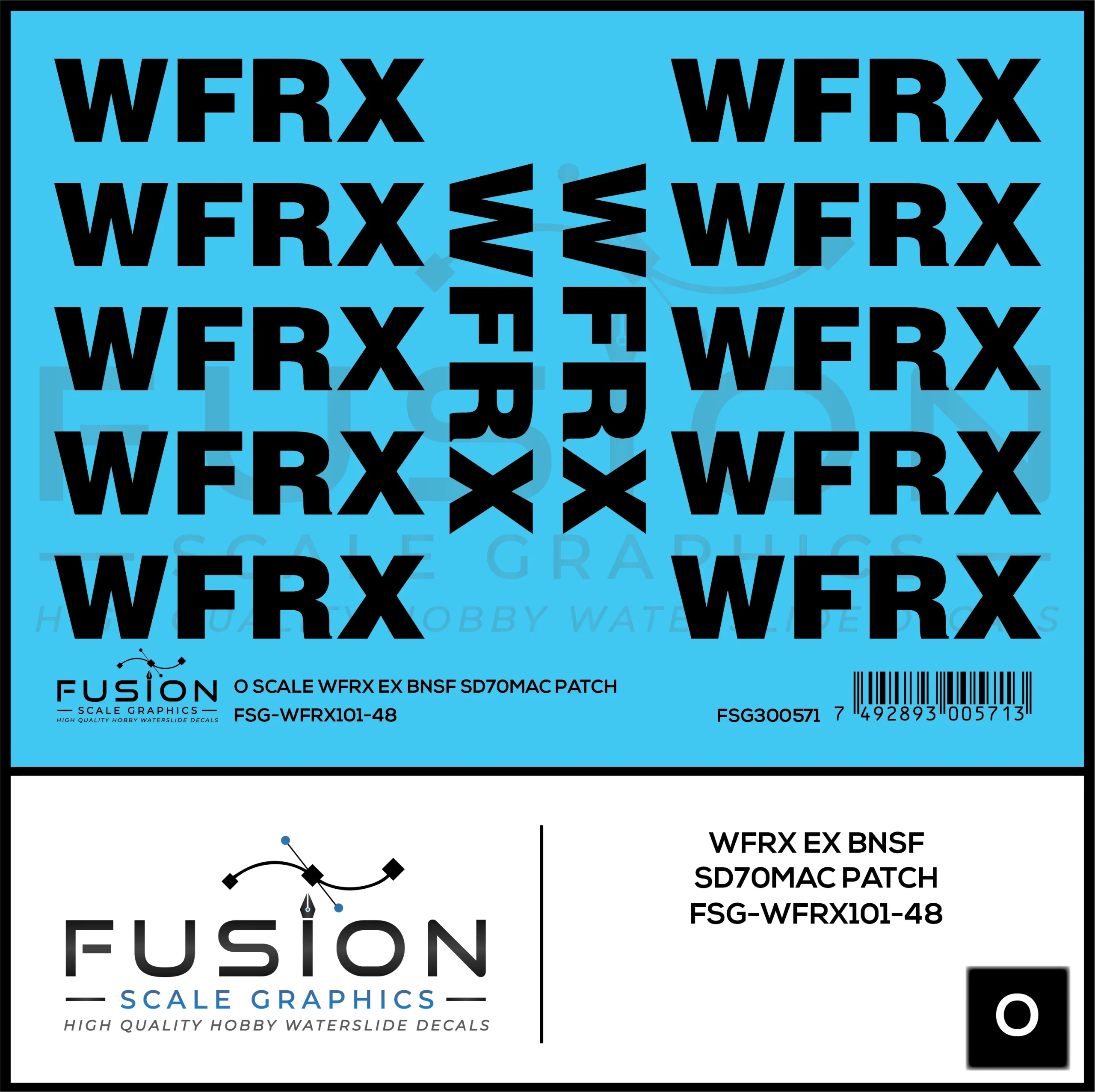 O Scale WFRX Ex BNSF SD70MAC Patch Decal Set - Fusion Scale Graphics